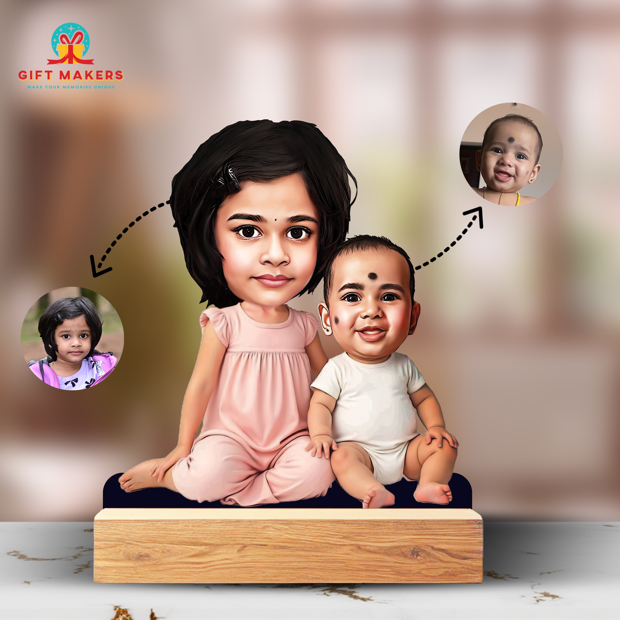 Kids and Baby Caricature Gift