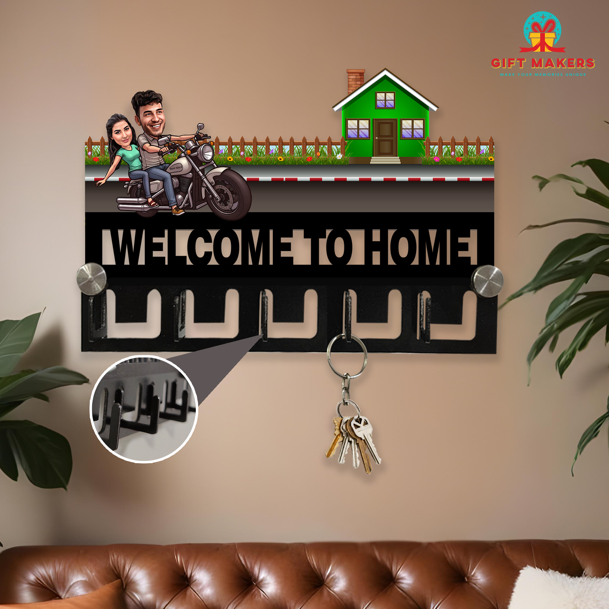 Designer caricature wall mount key holder