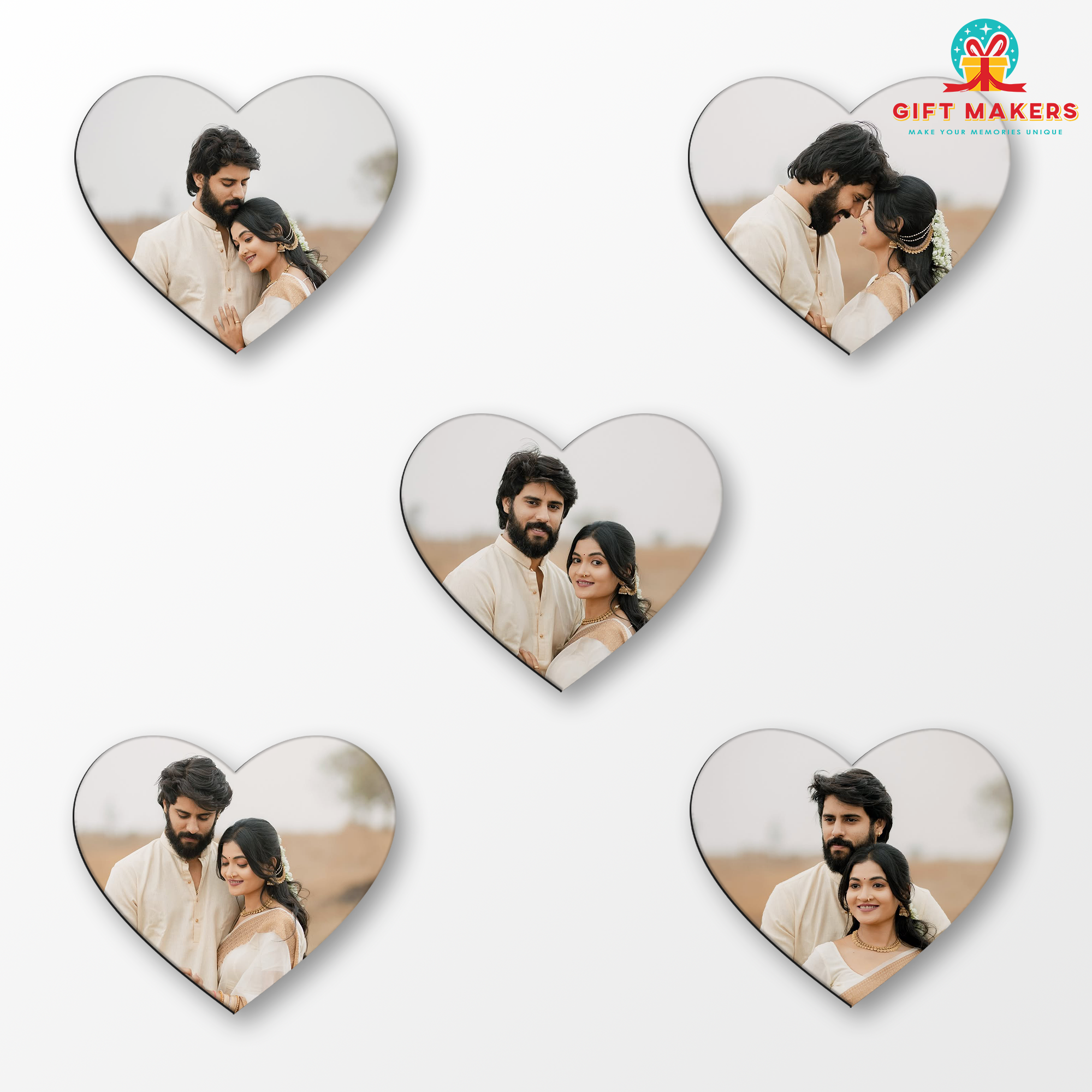 Unique gift ideas for couples | Heart shaped photo fridge magnets