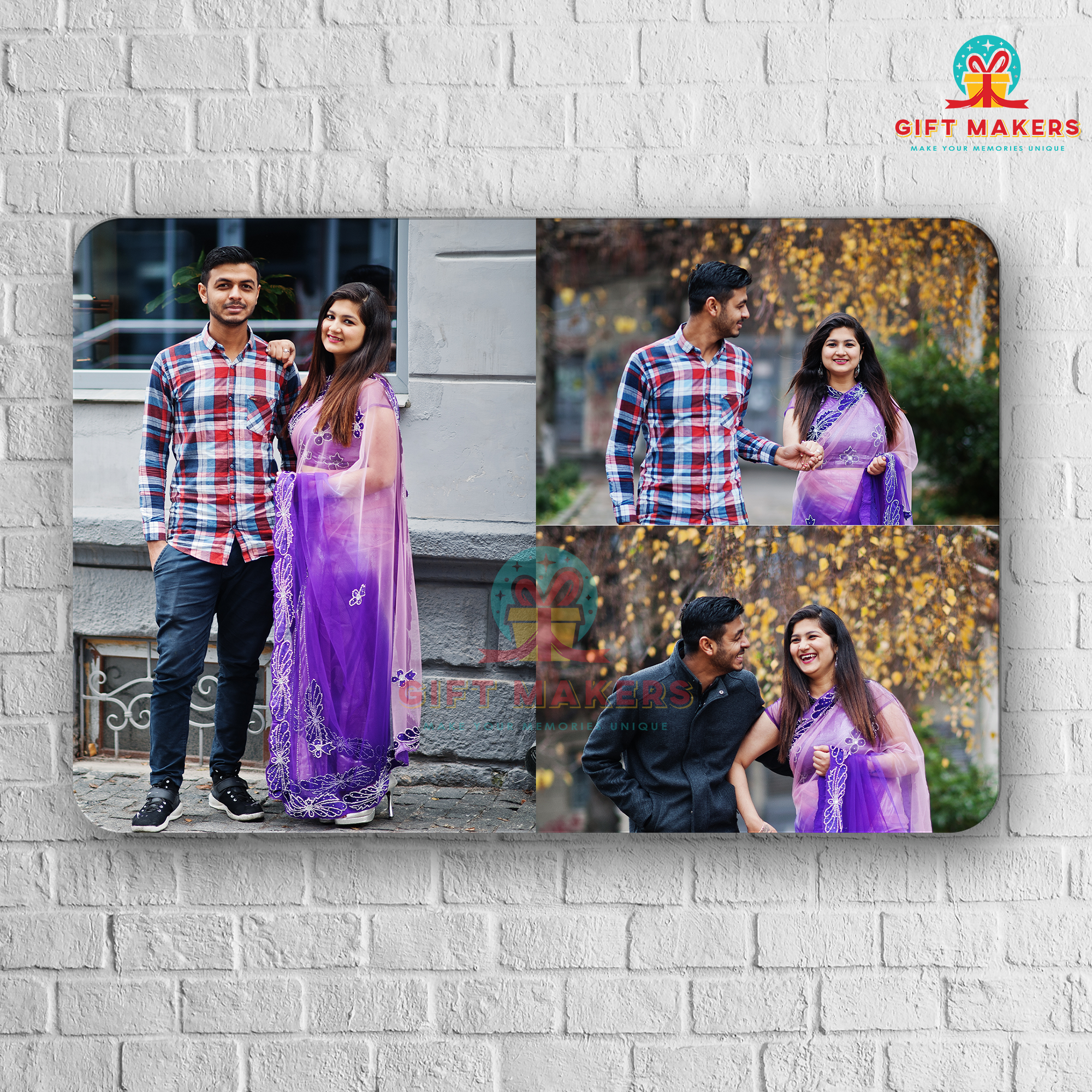 Customized 3 Photo Collage Acrylic Wall Hanging, Couple Wedding Photo Decor, Husband and Wife Cute Moments Photo Prints