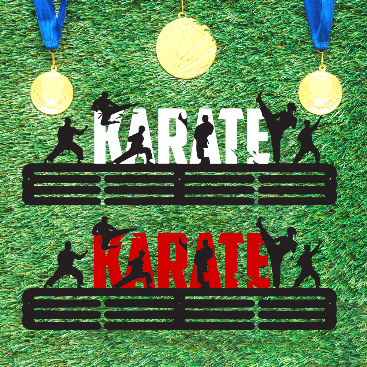 Customized Karate Medal Hanger - Color Medal Rack for Medals & Ribbons - Achievements Medal Holder - Perfect for Athletes - Karate Boy Medal Hanger.