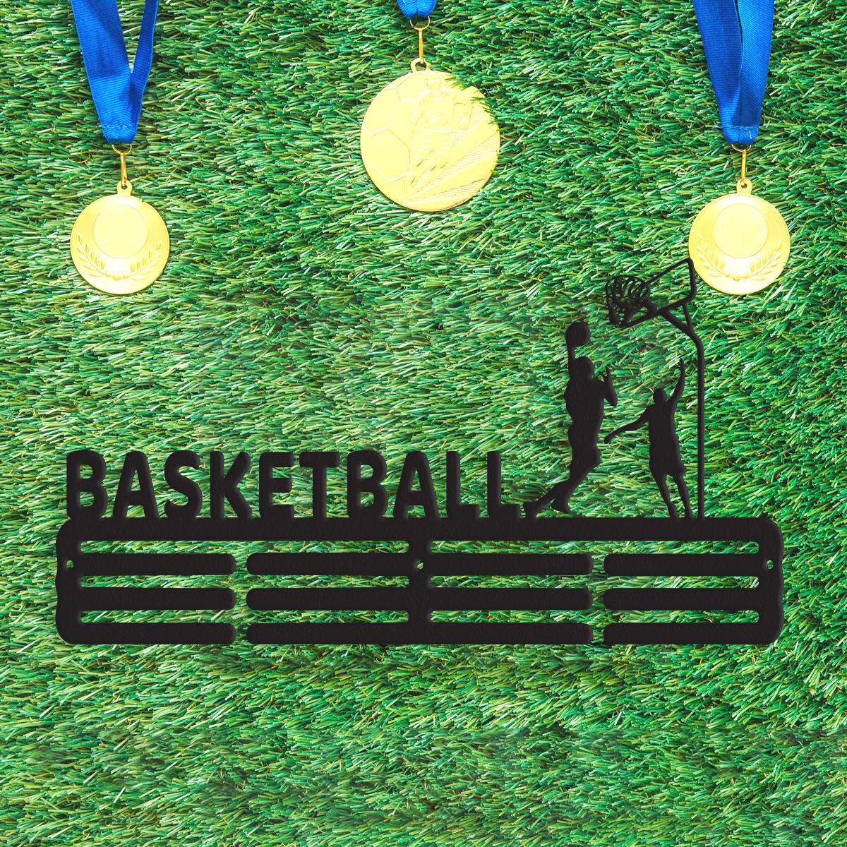 Custom Basketball Medal Hanger - Shelf Black Basketball Medal Hanger for Gymnastics Plaques Home -  Wall Mounted Medal Hanger for Athletes & Sports Awards.