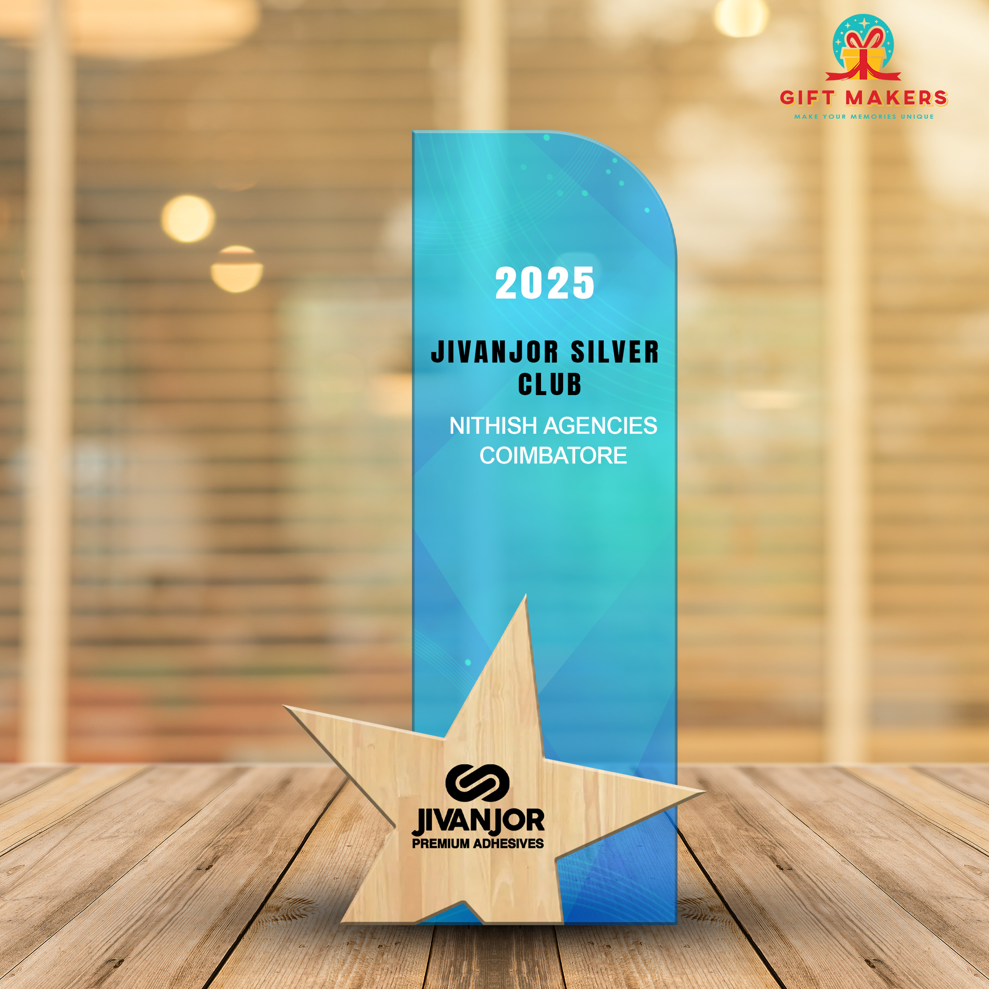 Solid wood and acrylic appreciation award - gift for business partner - corporate award