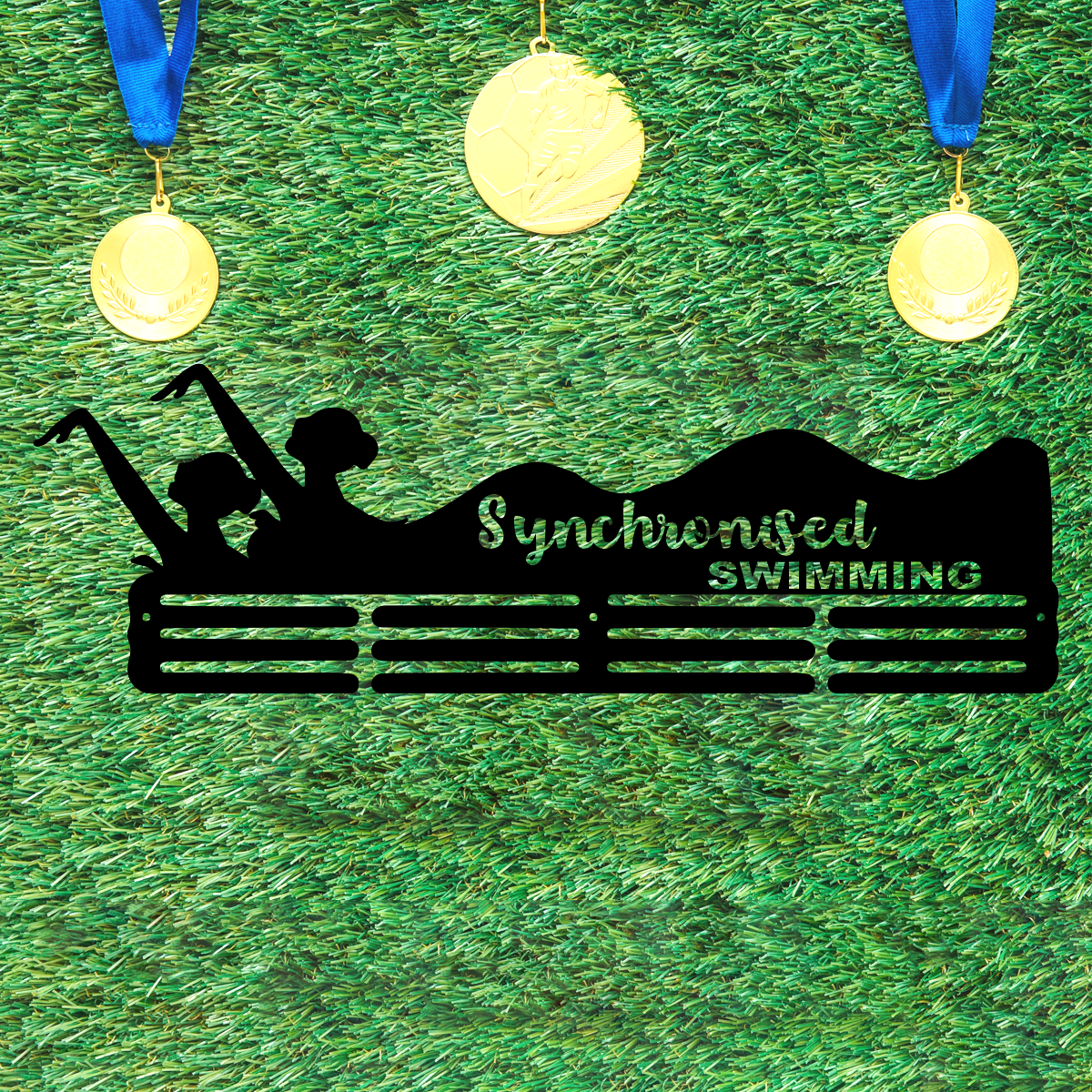 Synchronized Swimming Medal Hanger | Wall Mounted Medal Display Rack for Swimmers | Sports Medal Holder for Achievements.