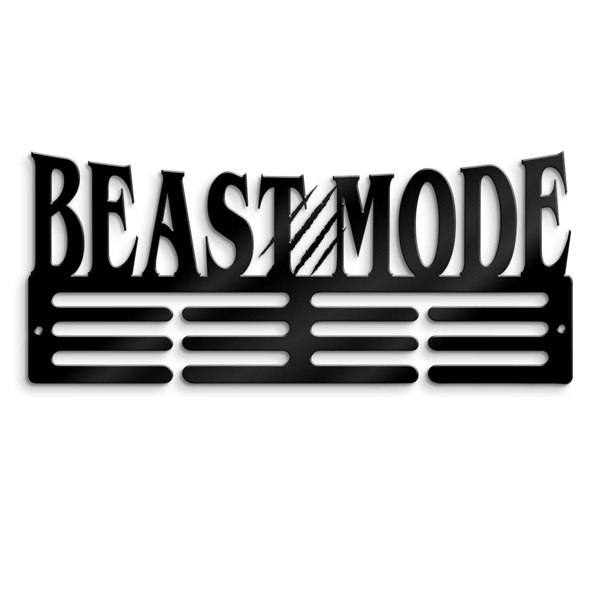 Beast Mode Medal Hanger Sign - Motivational Gym Quotes Hanger - Gifts for Gym Trainer - Medal Awards Ribbon Hanger