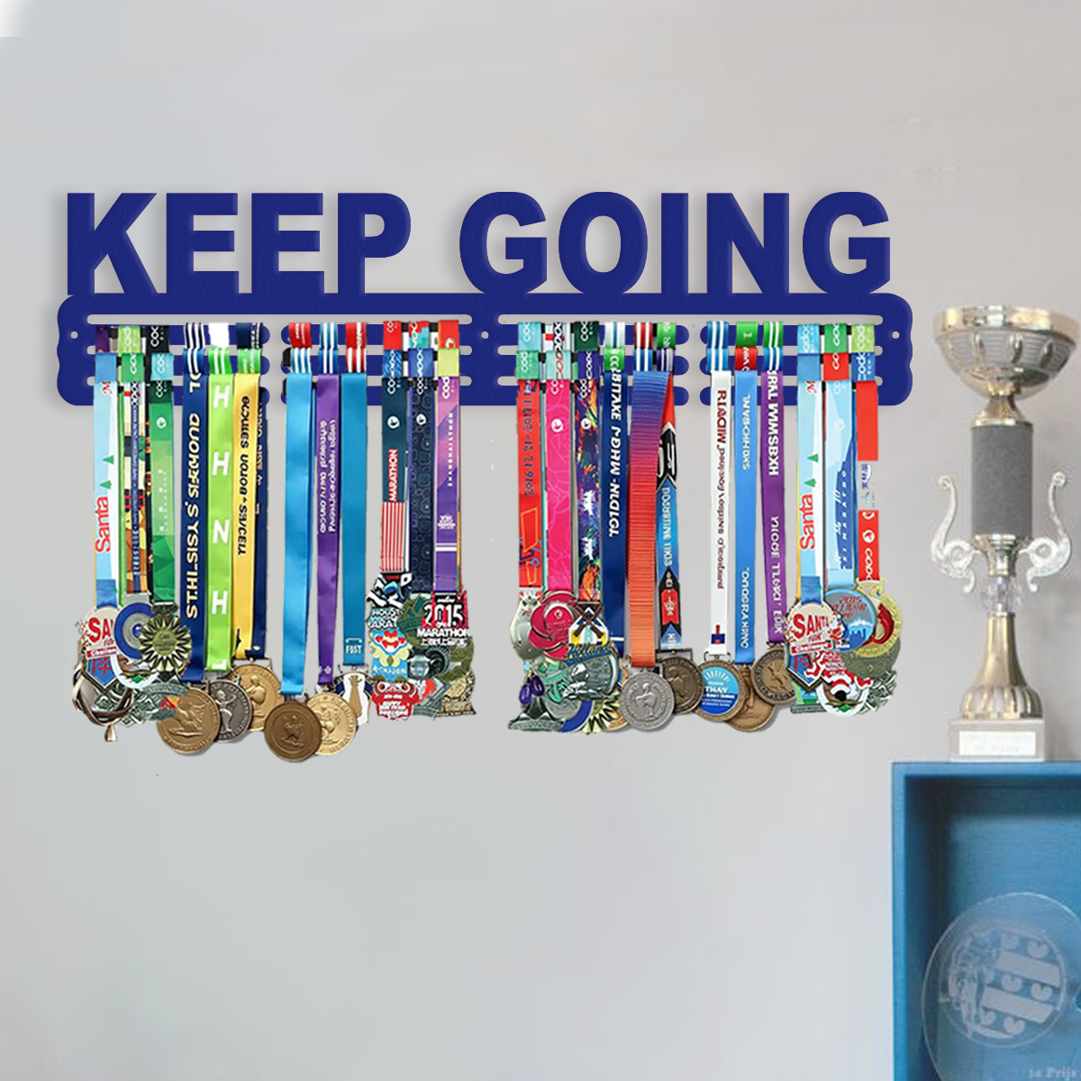 KEEP GOING Medal Hanger – Motivational Medal Display Holder for Sports, Running, Skating, Marathon & Achievements.