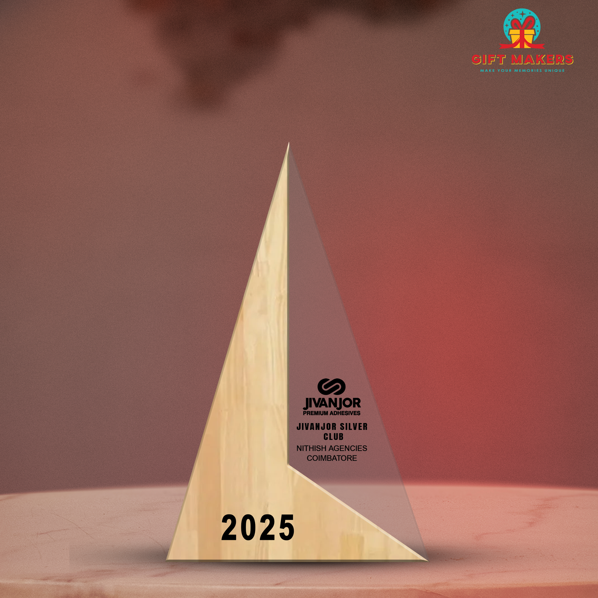 Triangle Shaped - Wood Trophy - Bespoke Award - Corporate Graduation