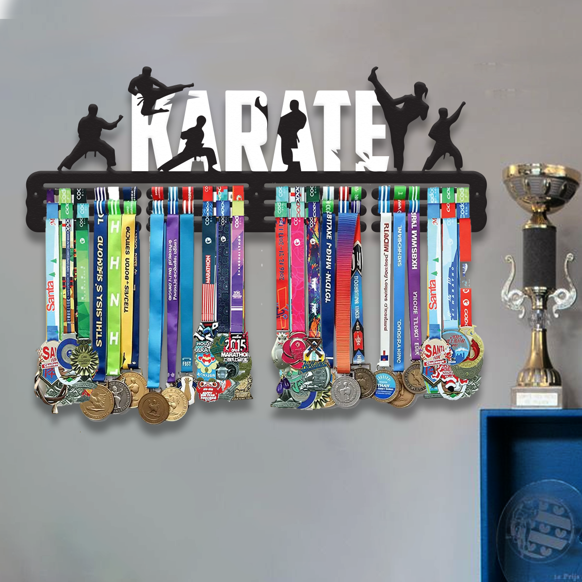 Customized Karate Medal Hanger - Color Medal Rack for Medals & Ribbons - Achievements Medal Holder - Perfect for Athletes - Karate Boy Medal Hanger.