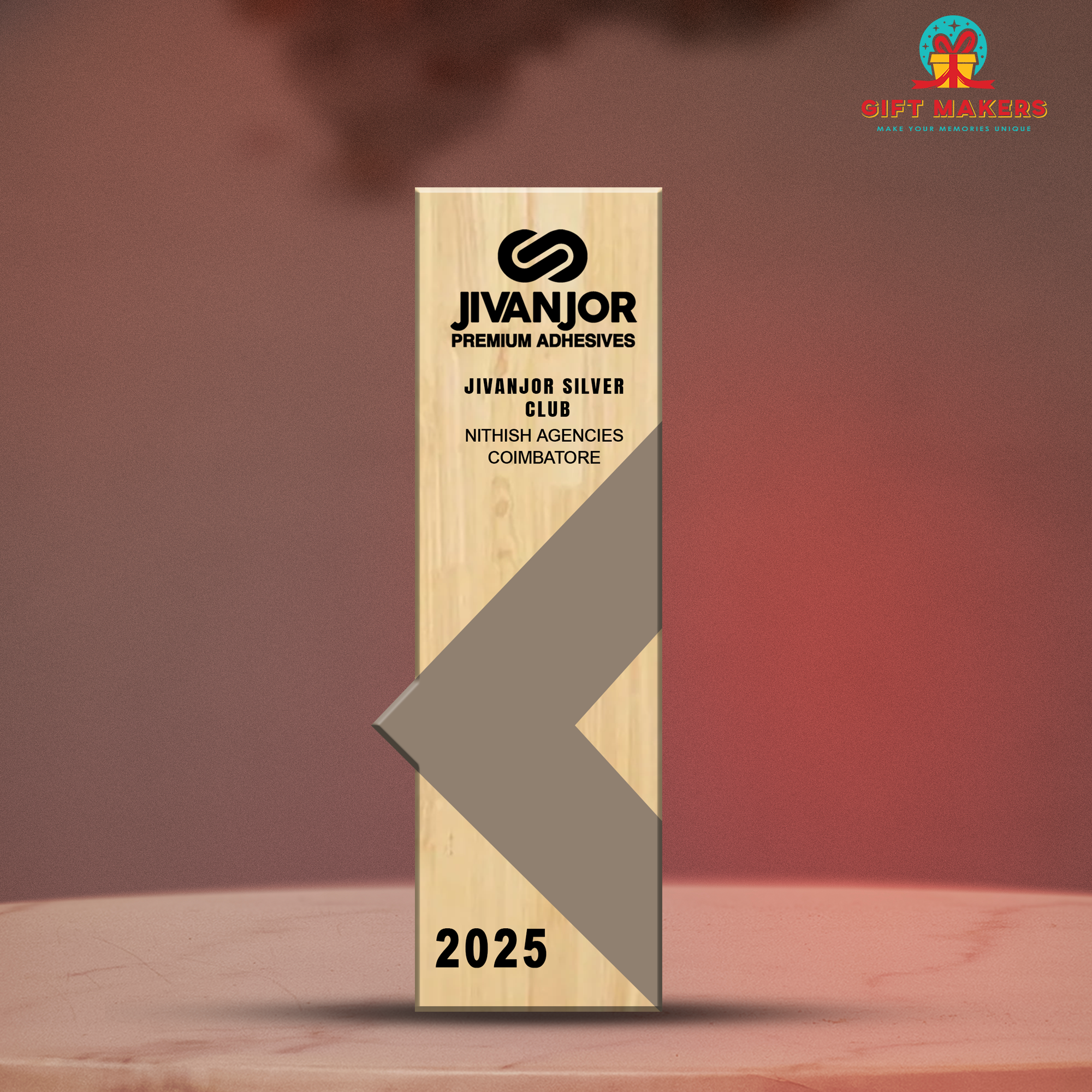 Corporate Trophy Award - Custom Recognition Plaque - Wood and Metal Trophy