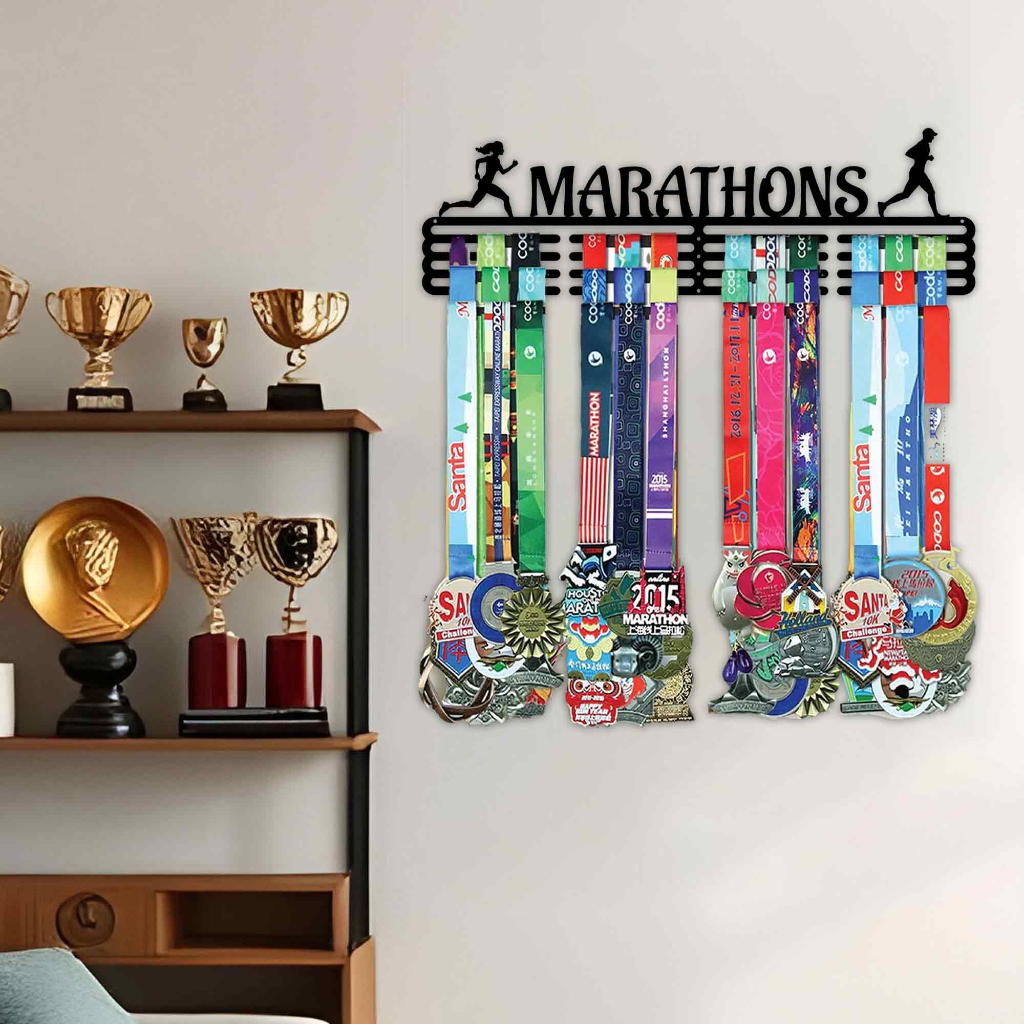 Marathon Medal Hanger Display Rack – Metal Wall Mounted Medal Holder for Runners & Athletes