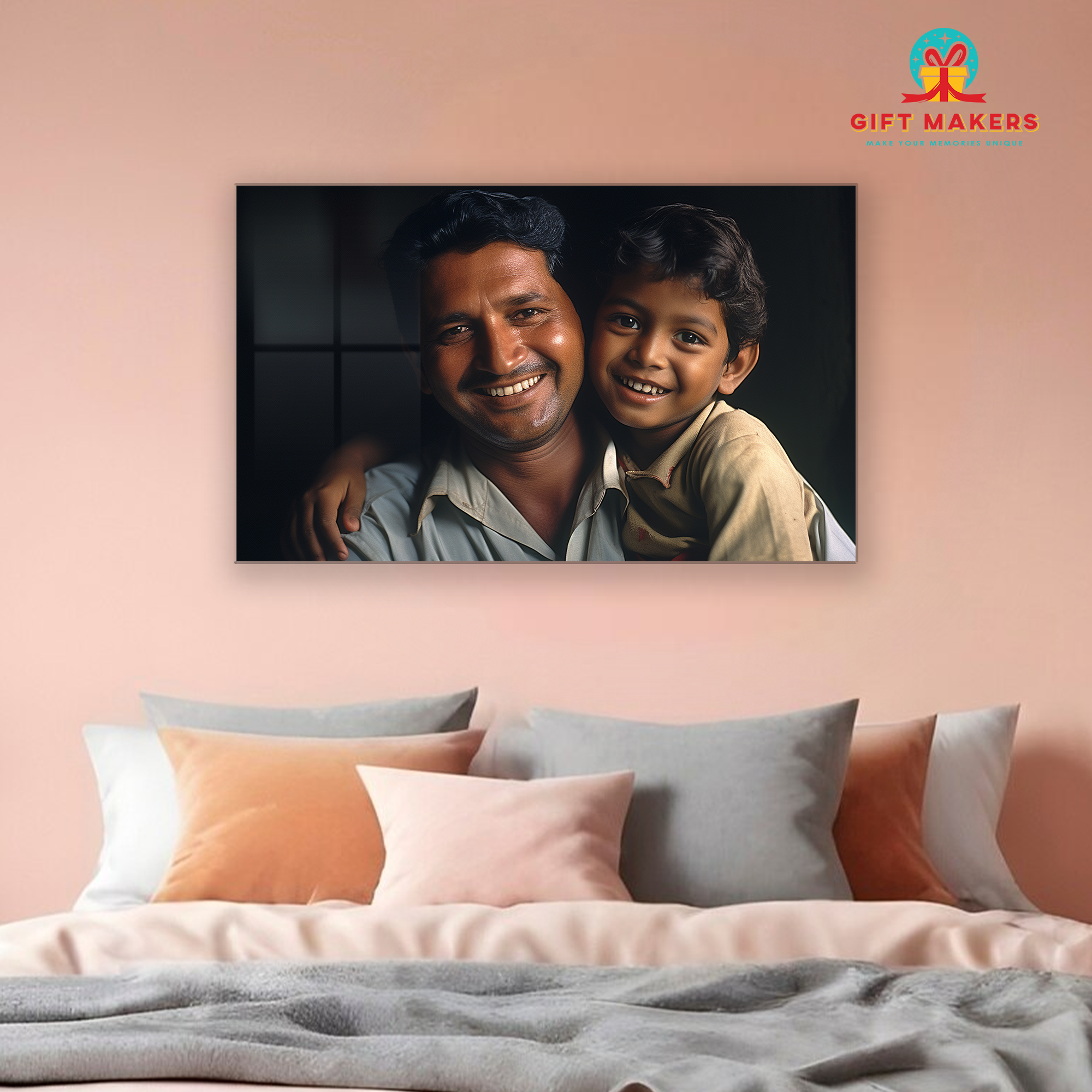 Lovely Dad and Son Photo Portrait, Father's Day Gifts Photos, High Quality Frameless Acrylic Wall Hanging Photo, Gifts for Dad