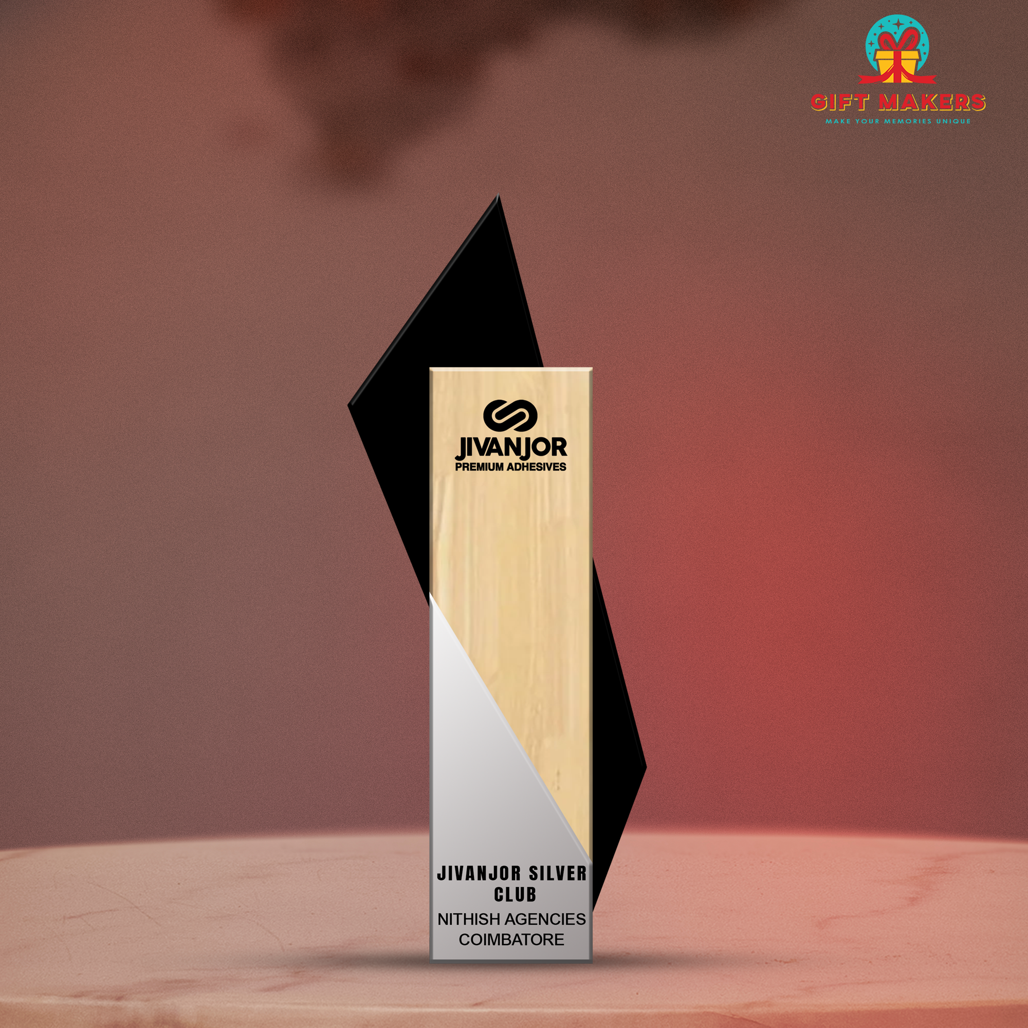 Appreciation trophy - Wooden Three form Award - Employee Awards