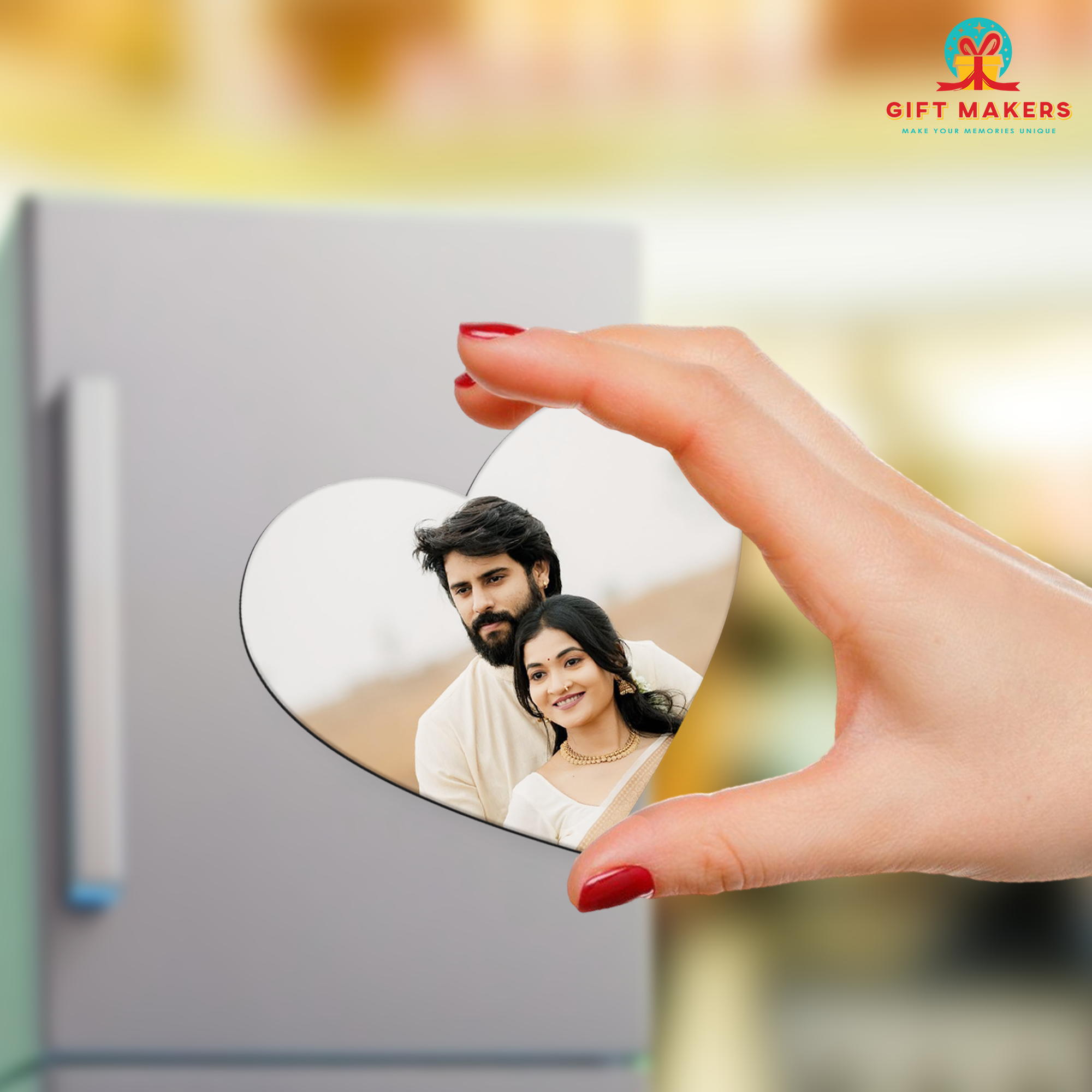 Heart shaped photo fridge magnets online