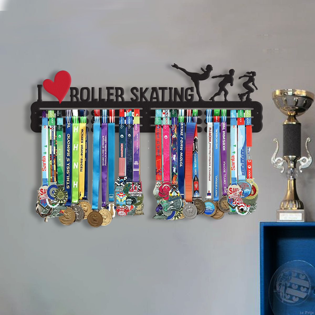 RUNWYND Skating Medal Hanger - Medal Holder For Speed Skating - Skating Medal Hanger Rack & Ribbon Display -  Iron Medals Display Hanger.