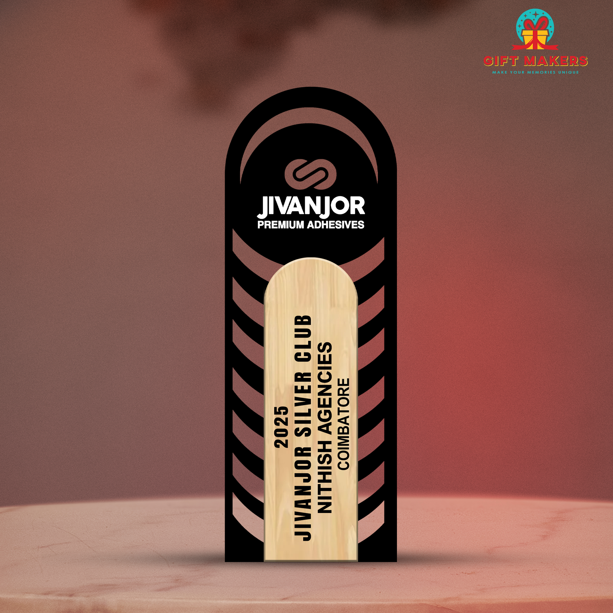 company awards ceremony - employee of the year award - wooden and Metal trophy