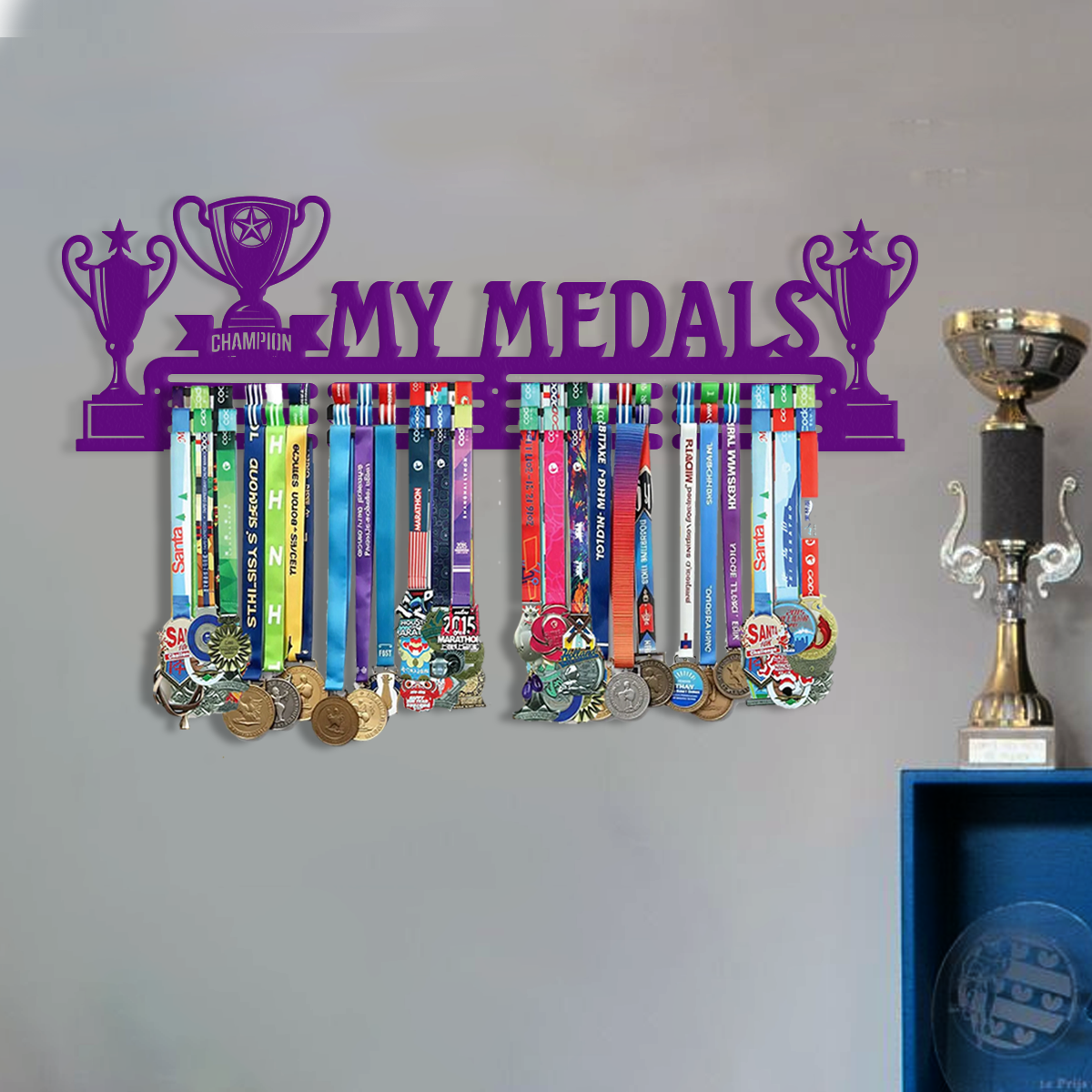 Champion Trophy Design "My Medals" Wall Mount Medal Hanger Display Rack.