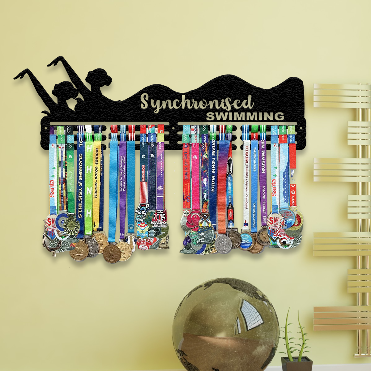 Synchronized Swimming Medal Hanger | Wall Mounted Medal Display Rack for Swimmers | Sports Medal Holder for Achievements.