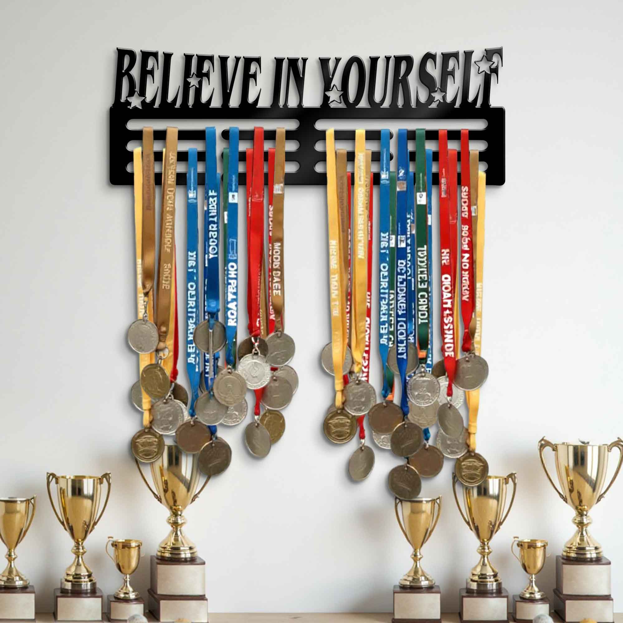 Believe in Yourself Medal Hanger Sign - Inspirational Quotes Hanger - Gifts for Husband - Self Motivation Ribbon Hanger