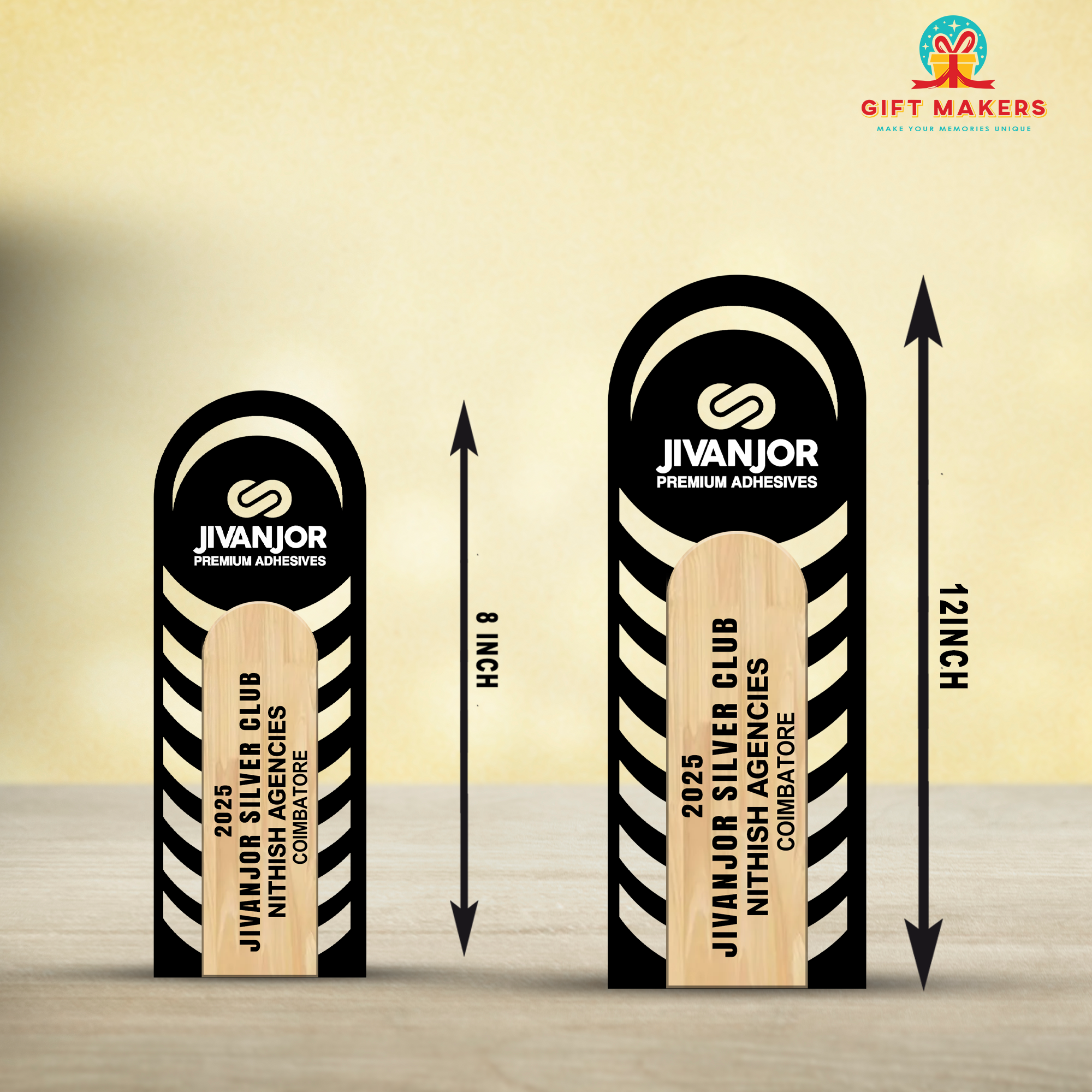 company awards ceremony - employee of the year award - wooden and Metal trophy