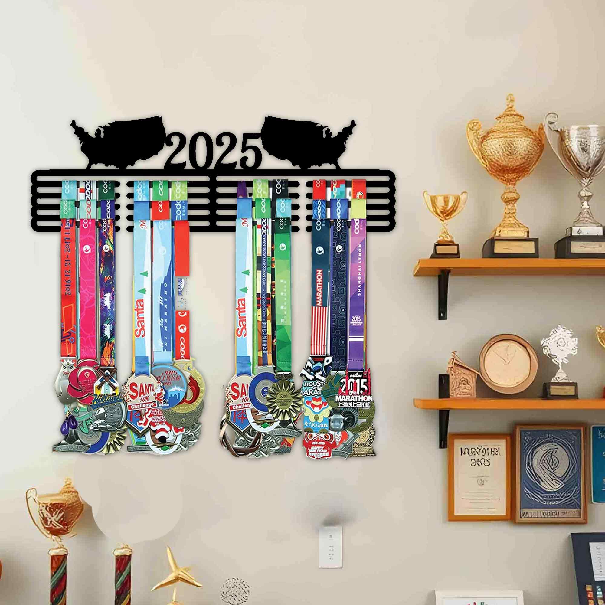 2025 Medal Hanger – Metal Wall Mounted Medal Holder for Marathon, Running & Sports Achievements.