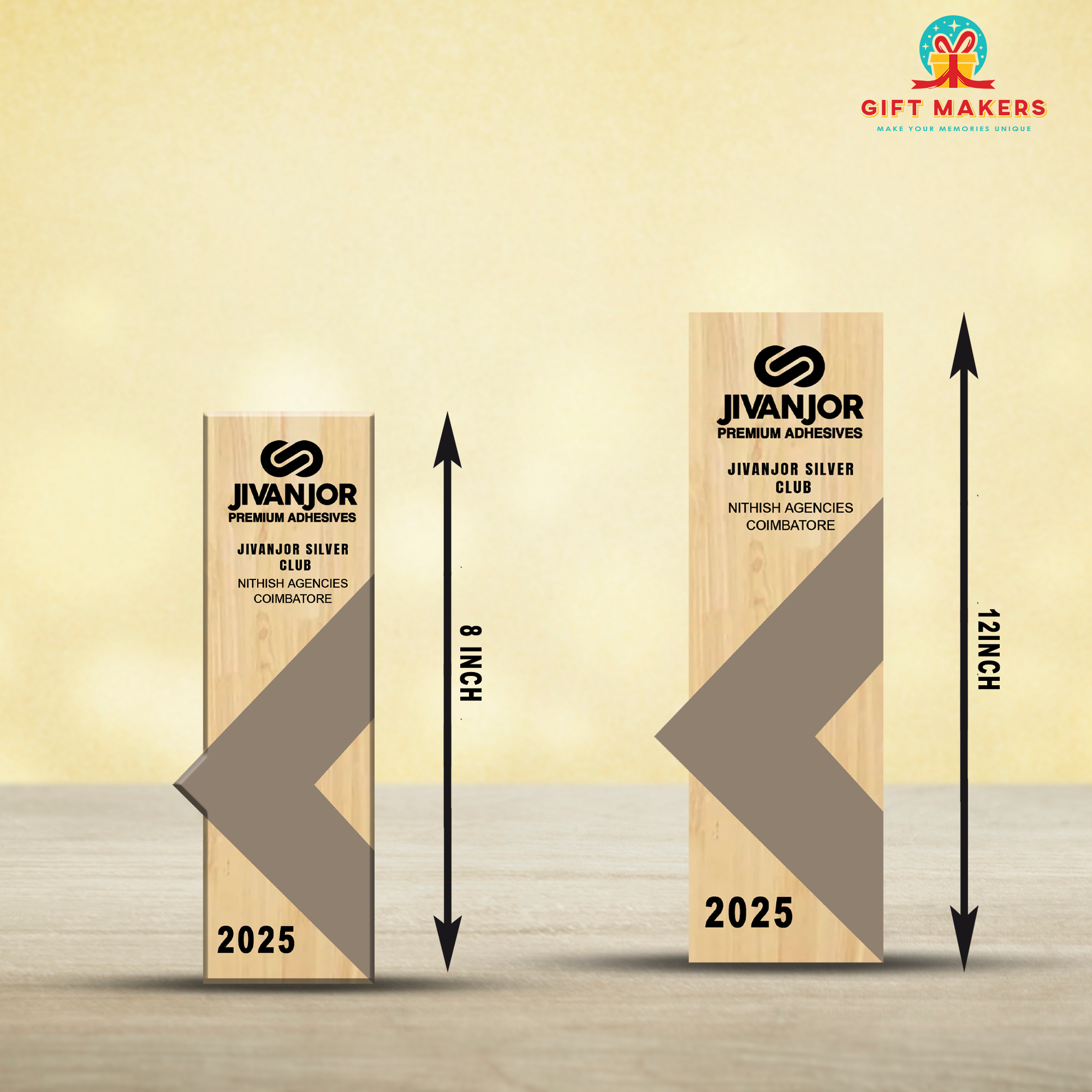 Corporate Trophy Award - Custom Recognition Plaque - Wood and Metal Trophy
