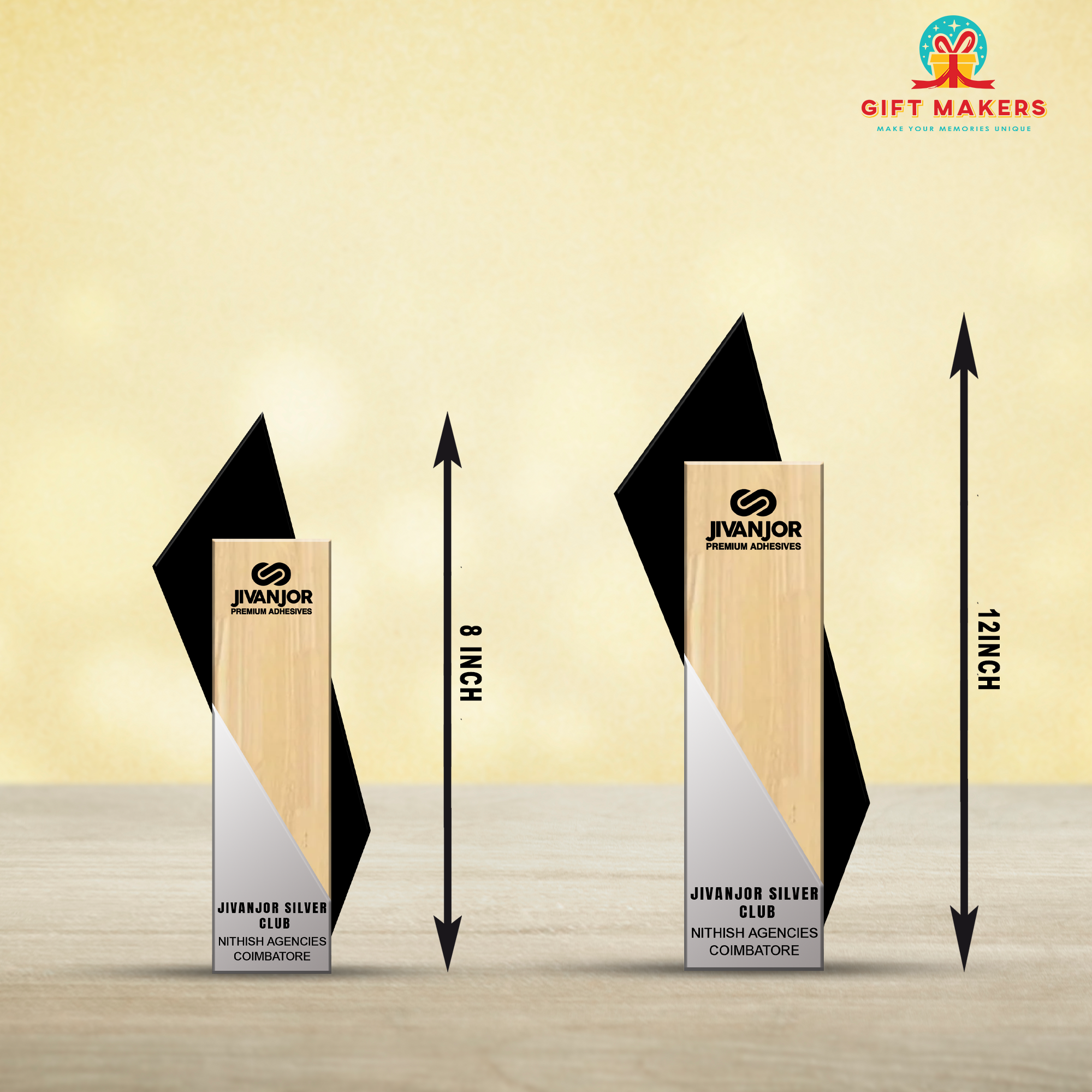 Appreciation trophy - Wooden Three form Award - Employee Awards