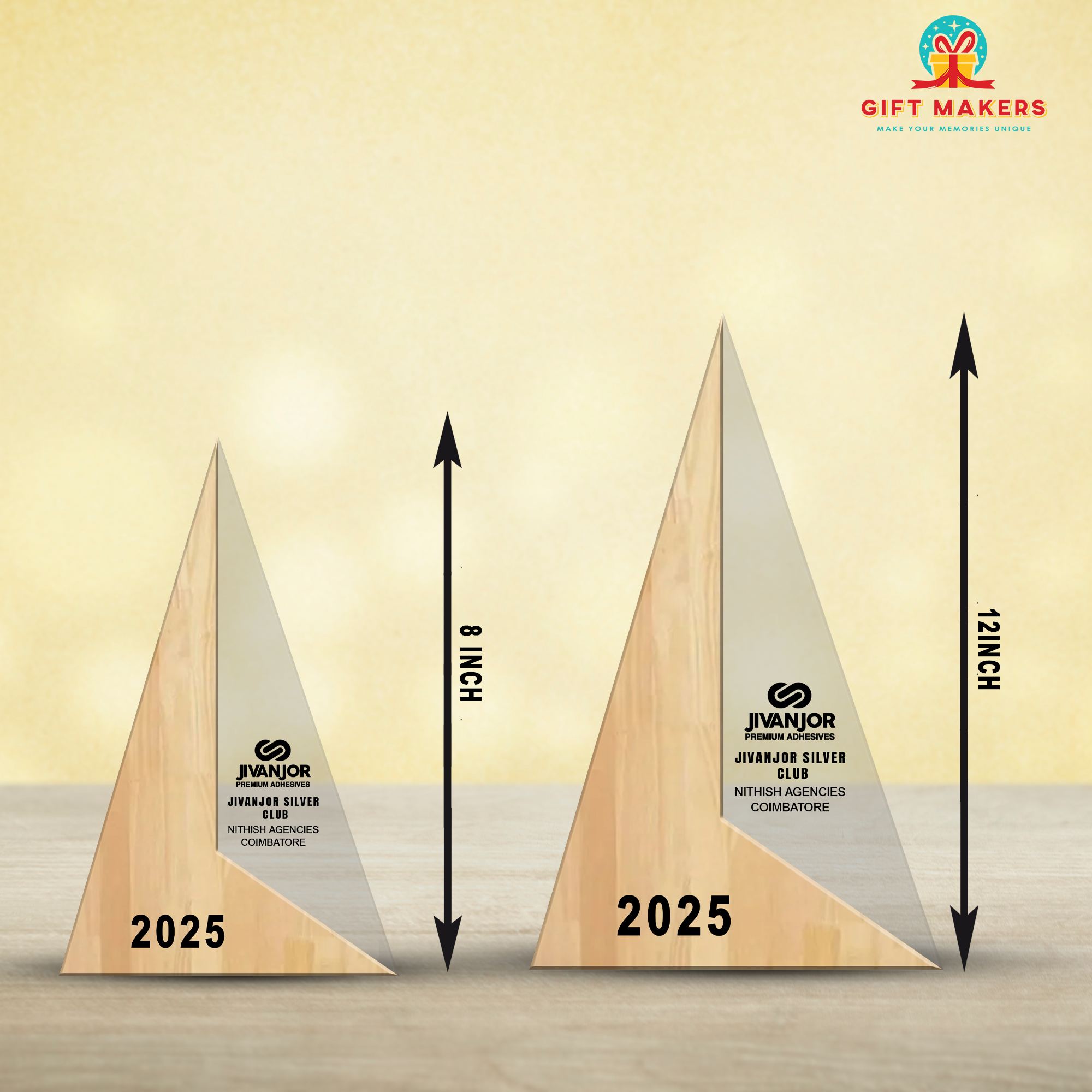 Triangle Shaped - Wood Trophy - Bespoke Award - Corporate Graduation