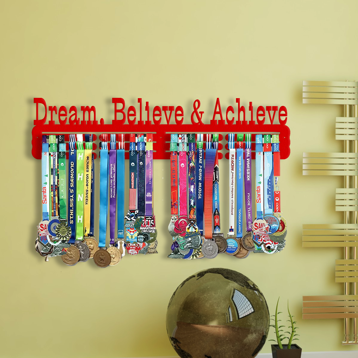 Custom Dream, Believe and Achieve Medal Hanger, Achievements Medal Holder, Triathlon Medal Holder, Black Metal Wall Mount.