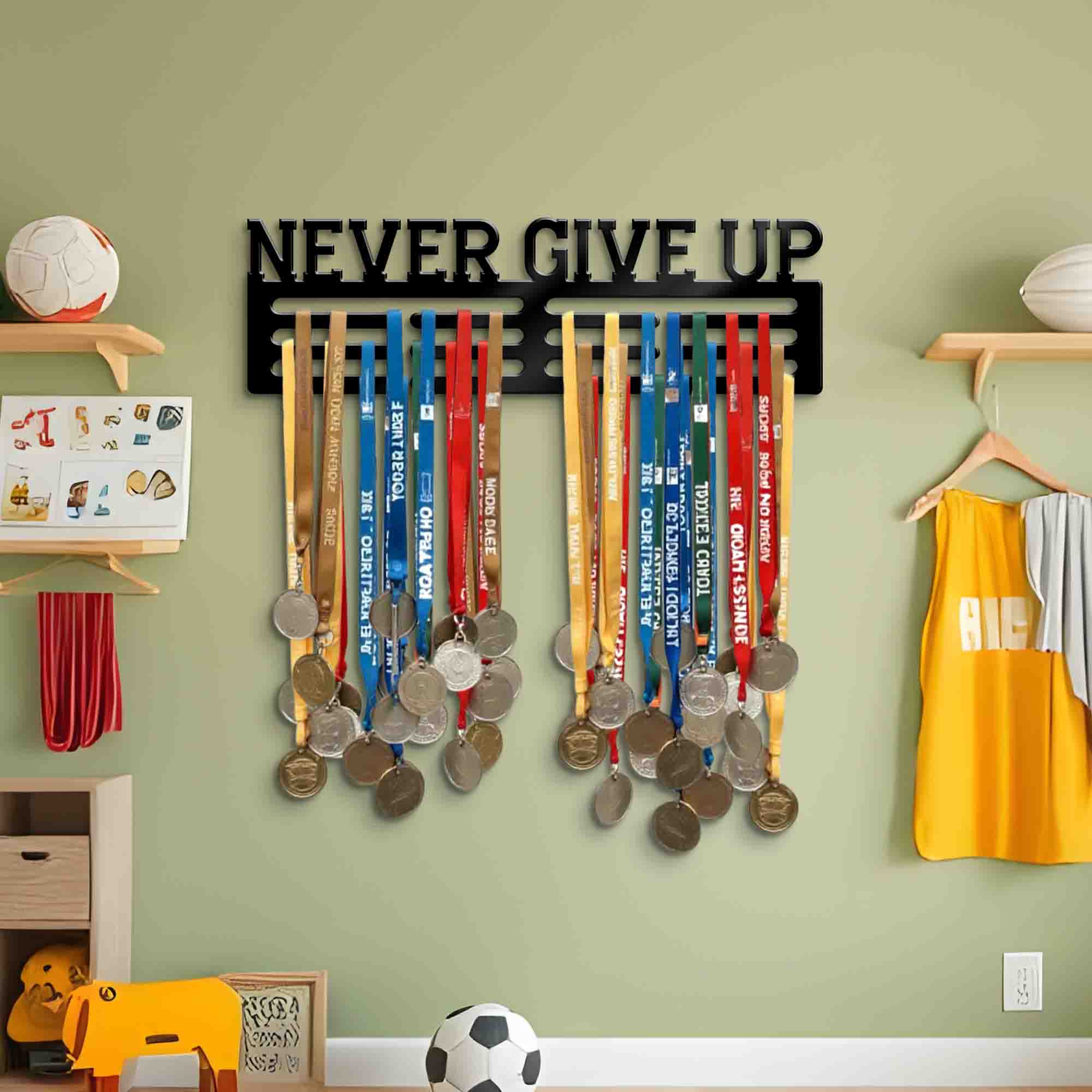 Motivation Medals Hanger - Kids Sports Medal Hanging Sign - Inspired Quotes Hanger - Medal Hanger for Ribbon Awards - Achiever Gifts