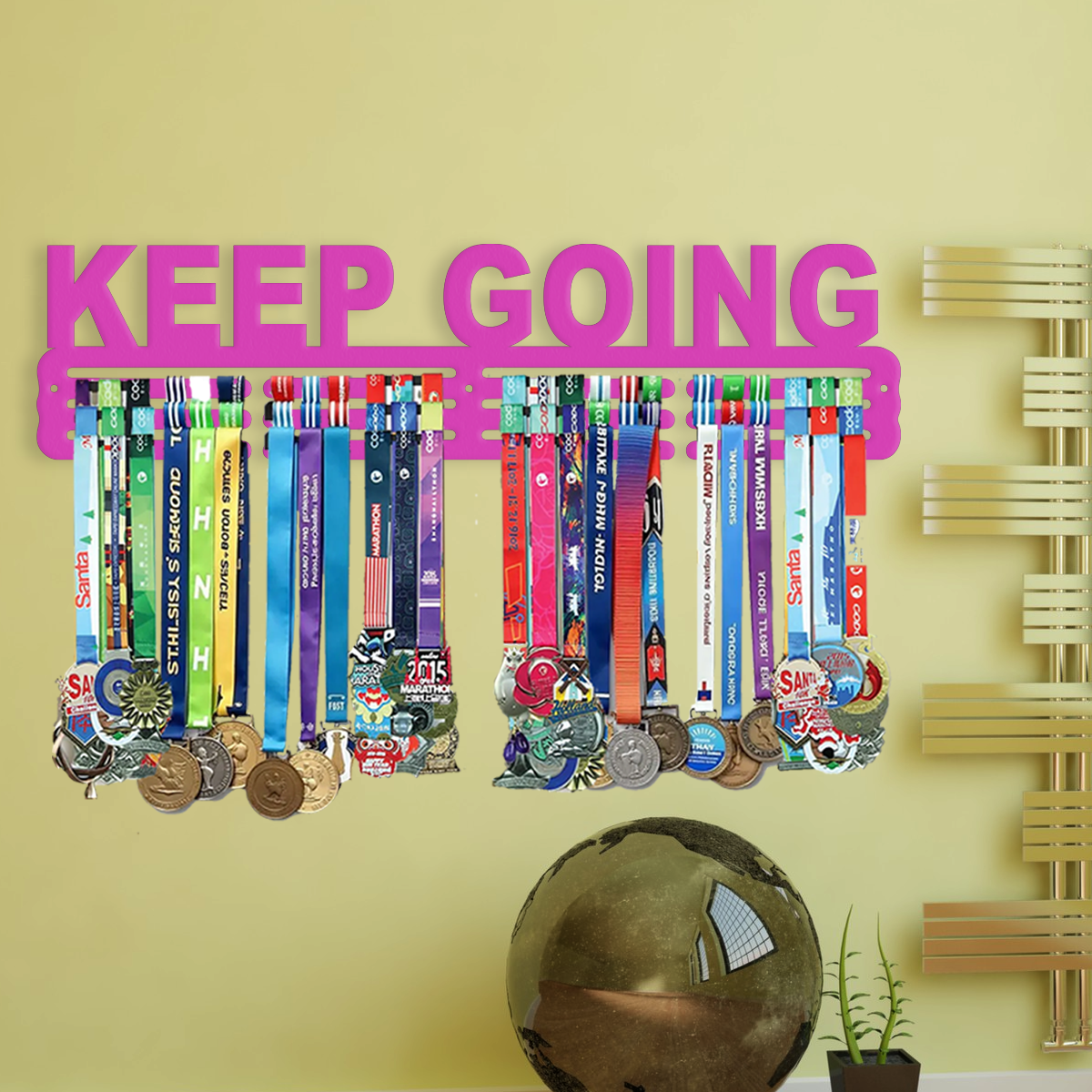 KEEP GOING Medal Hanger – Motivational Medal Display Holder for Sports, Running, Skating, Marathon & Achievements.