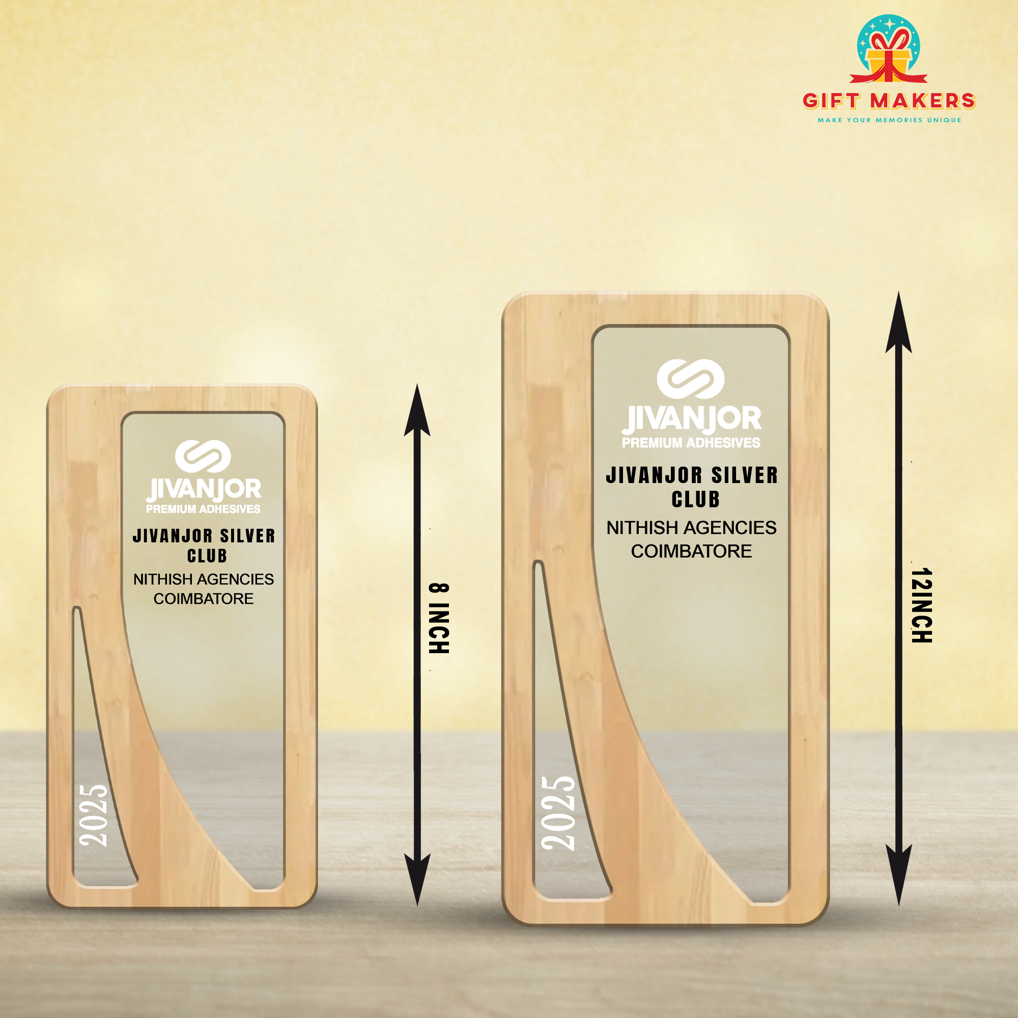 Wooden Acrylic Trophy Award - Modern Plaque Wood Running Unique