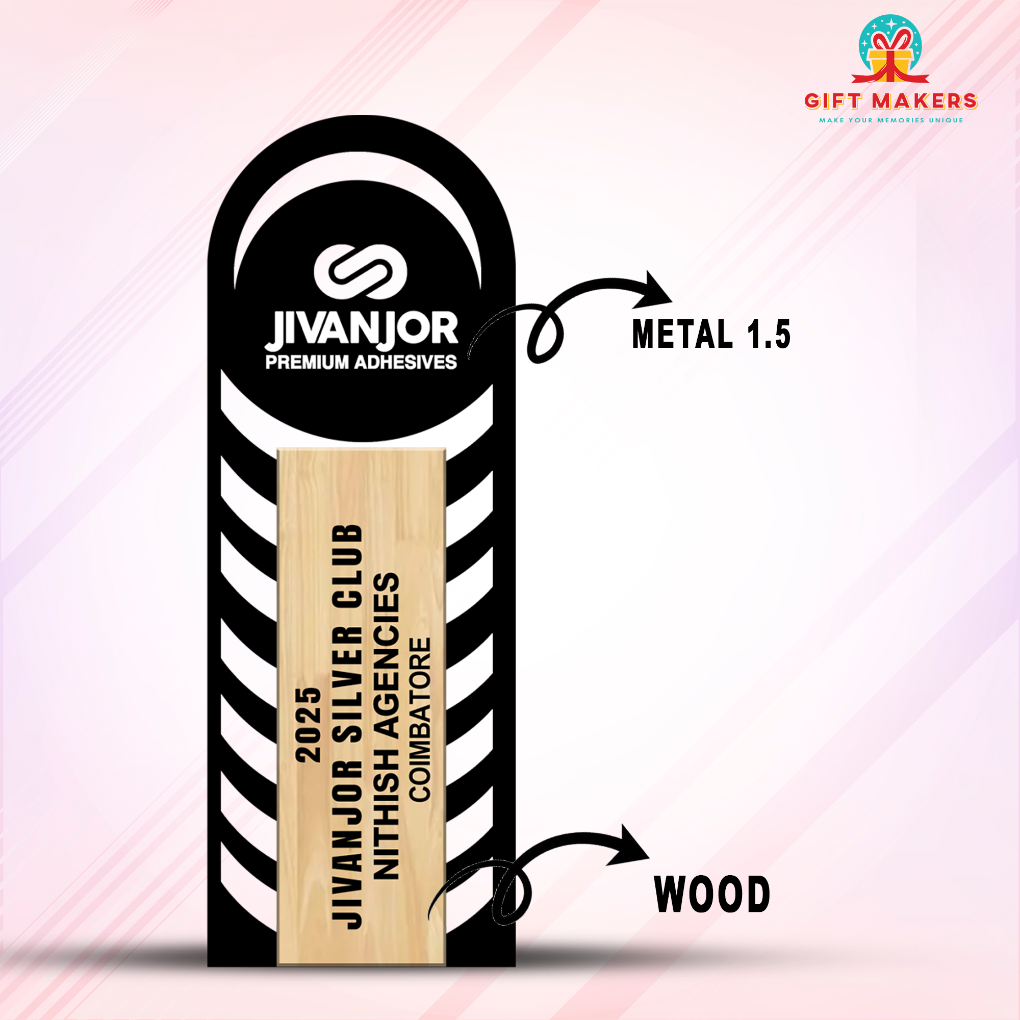 company awards ceremony - employee of the year award - wooden and Metal trophy