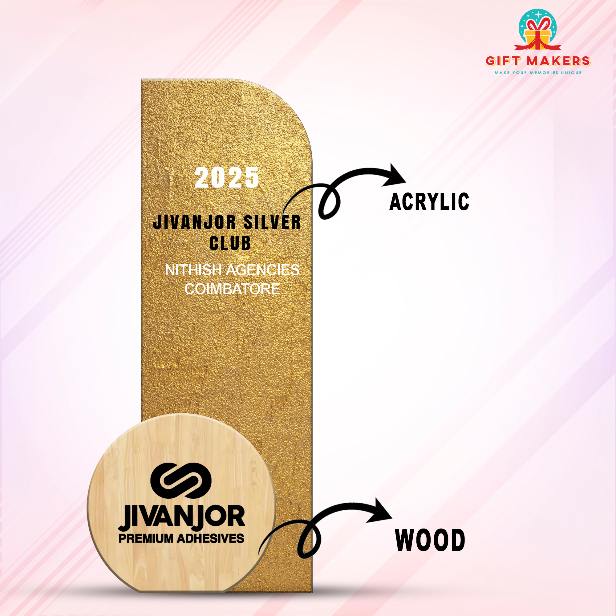 Wooden award- Personalized with Logo & Name - Corporate, Office, Employee Recognition Gift
