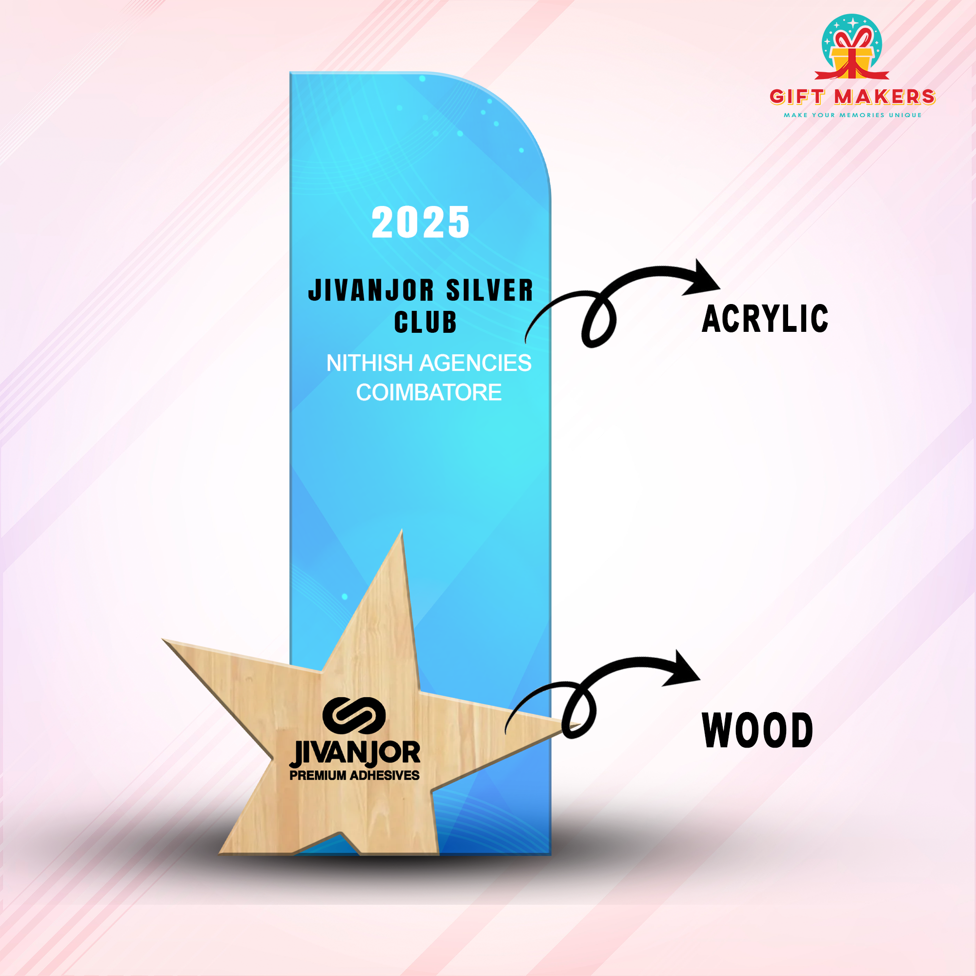 Solid wood and acrylic appreciation award - gift for business partner - corporate award