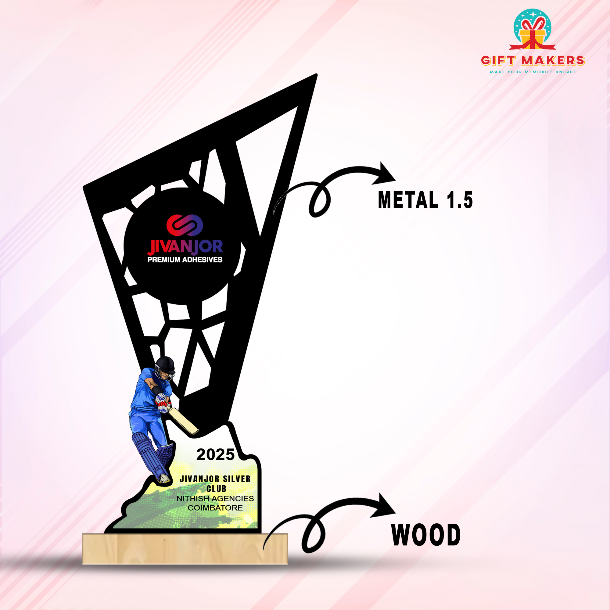 Recognition Plaque - Wooden Decoration - Modern Design Of the Month - Business Gift