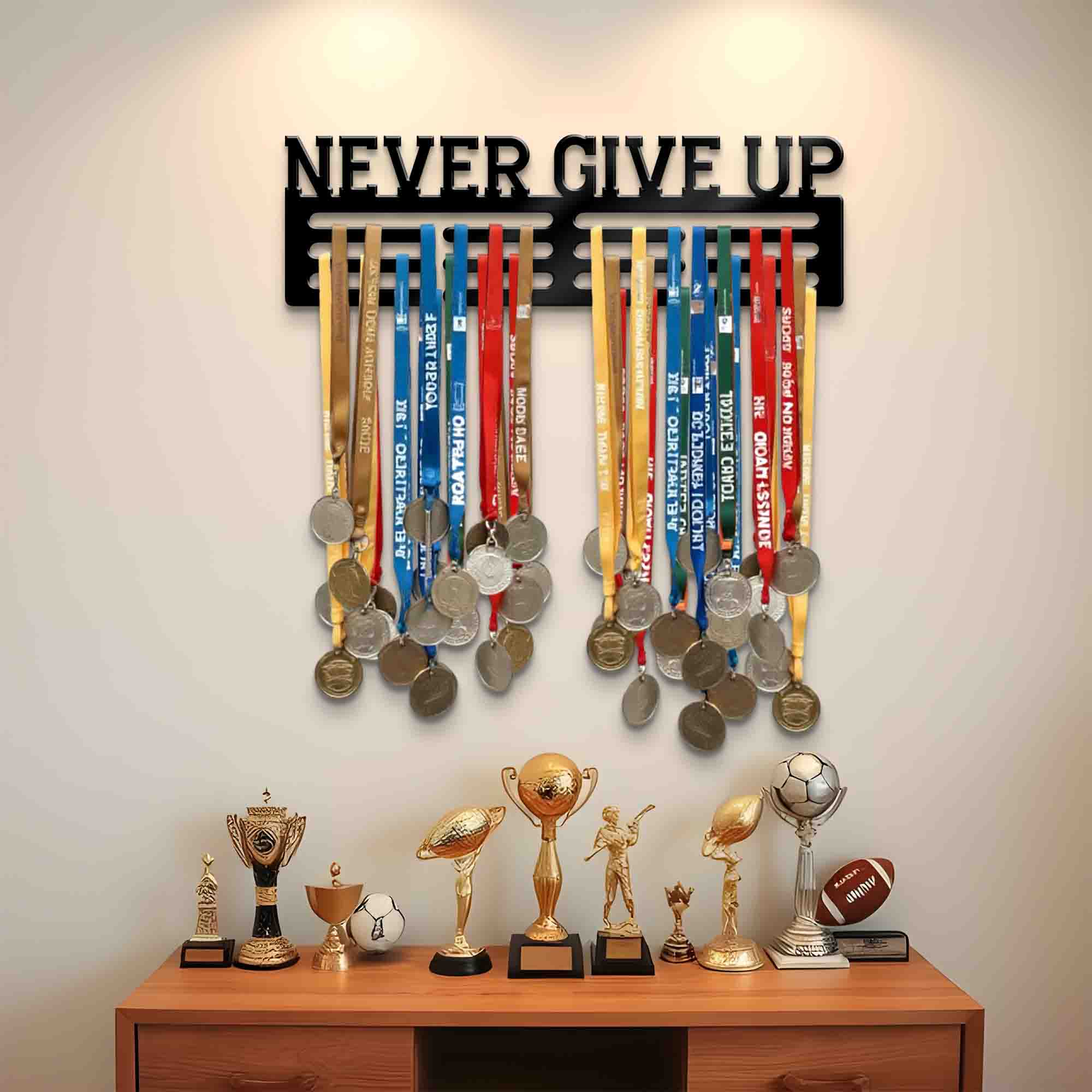 Motivation Medals Hanger - Kids Sports Medal Hanging Sign - Inspired Quotes Hanger - Medal Hanger for Ribbon Awards - Achiever Gifts