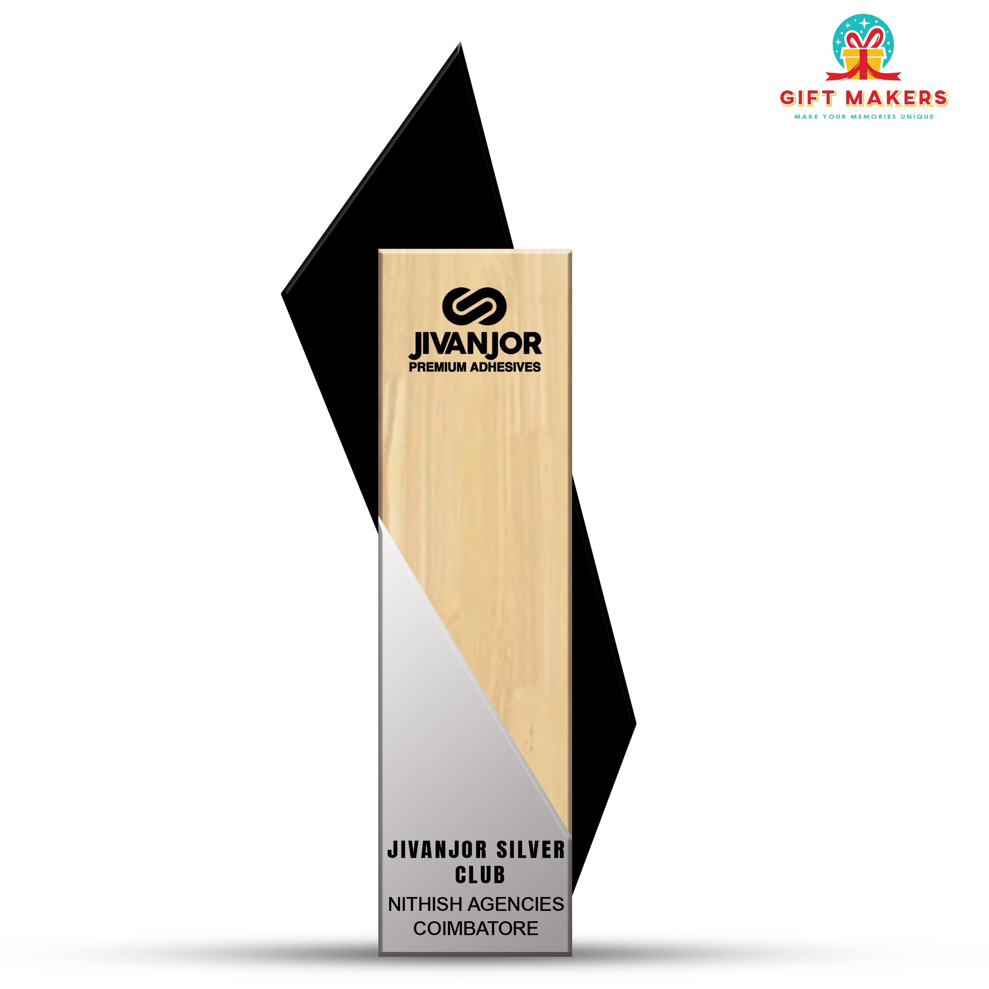 Appreciation trophy - Wooden Three form Award - Employee Awards