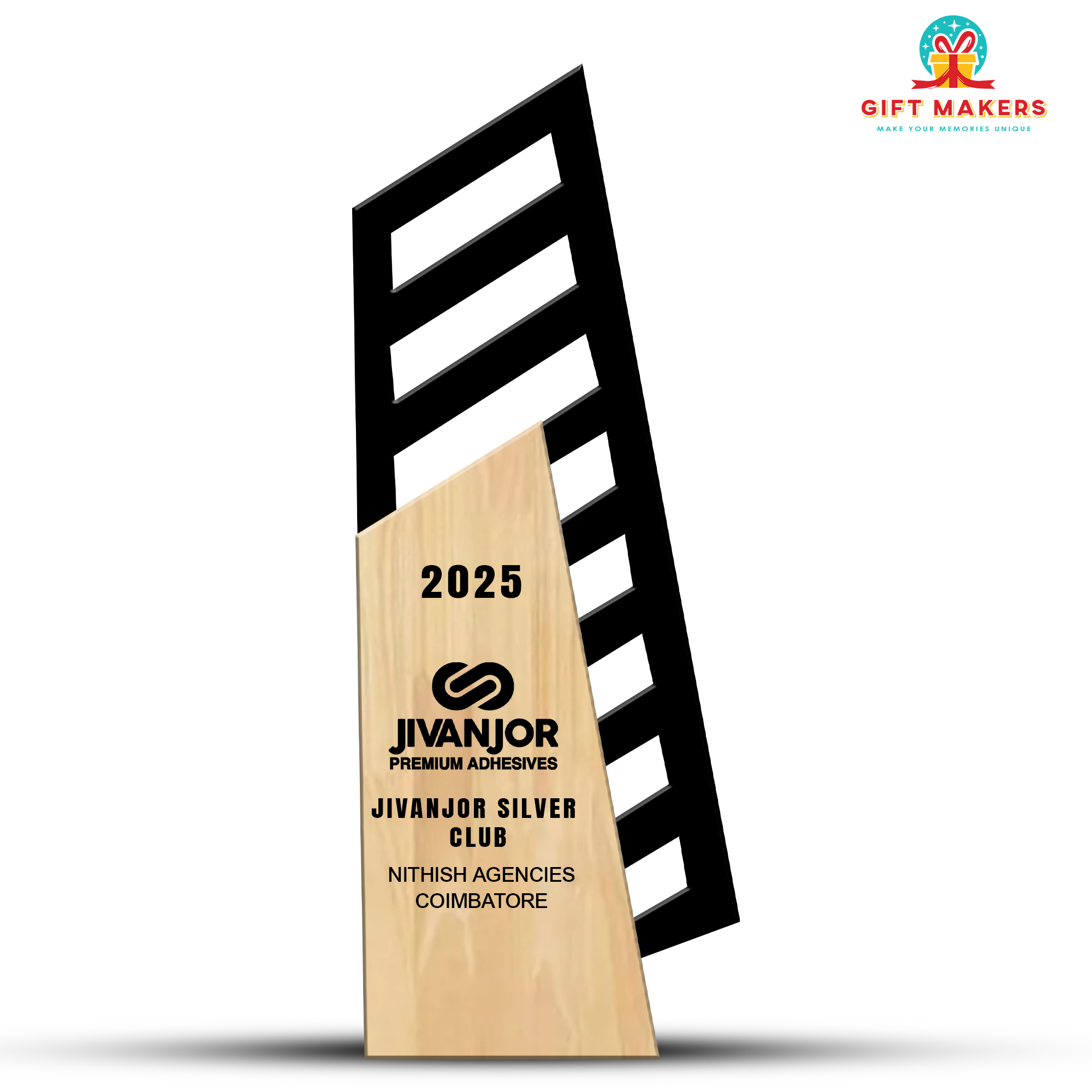 Customised award-best business partner trophy-Unique metal trophy-metal and wood award