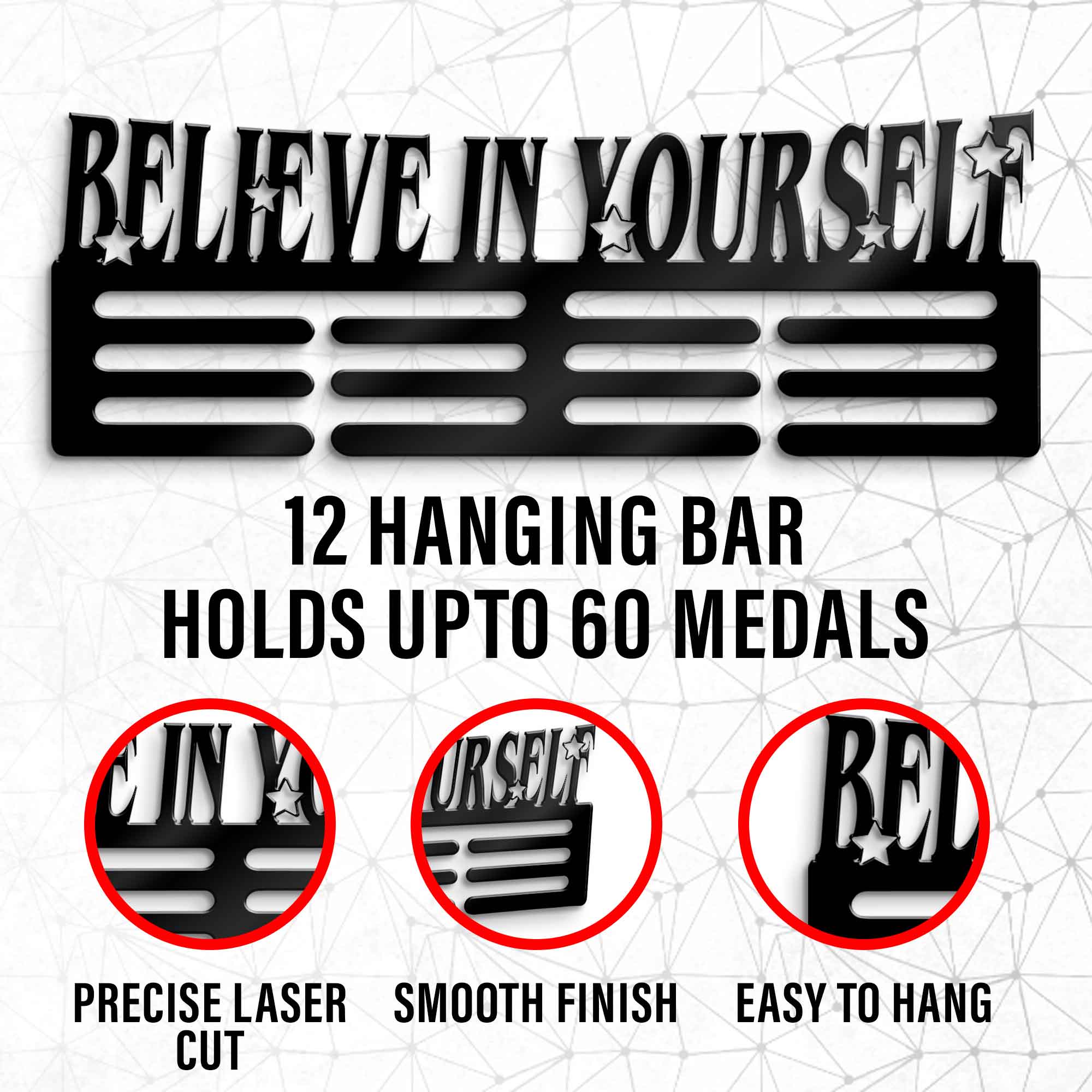 Believe in Yourself Medal Hanger Sign - Inspirational Quotes Hanger - Gifts for Husband - Self Motivation Ribbon Hanger