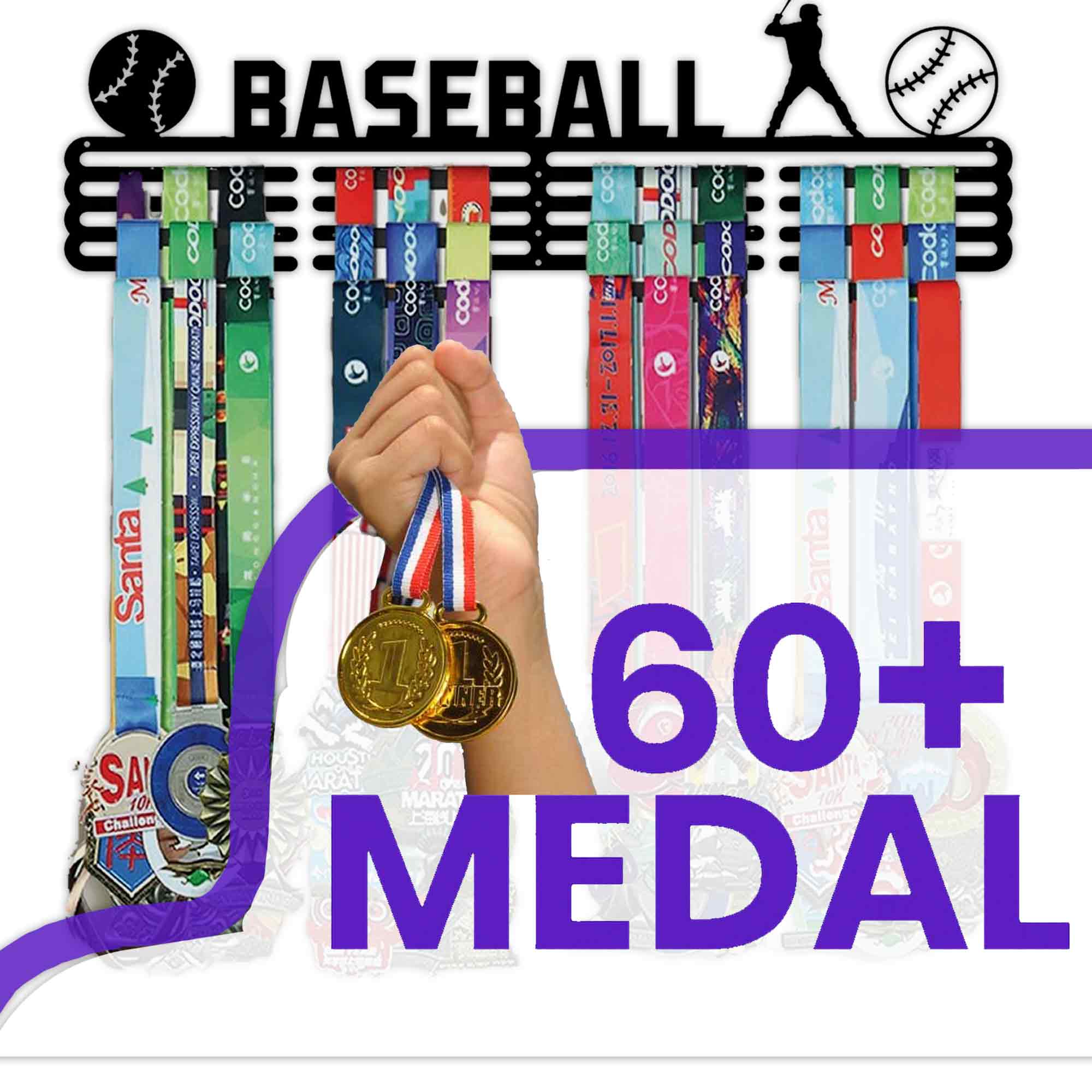 Baseball Medal Hanger – Metal Wall Mounted Medal Holder for Sports & Achievement Display