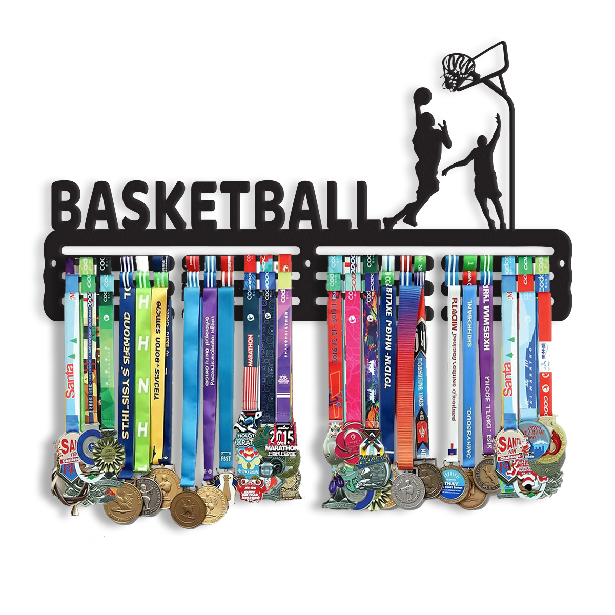 Custom Basketball Medal Hanger - Shelf Black Basketball Medal Hanger for Gymnastics Plaques Home -  Wall Mounted Medal Hanger for Athletes & Sports Awards.