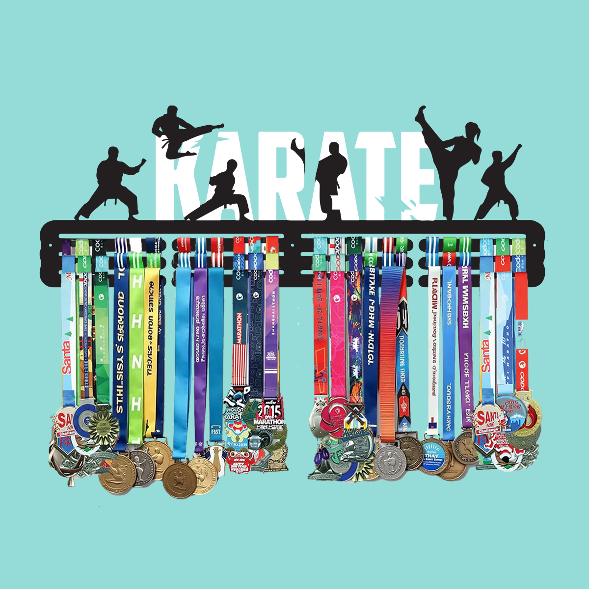 Customized Karate Medal Hanger - Color Medal Rack for Medals & Ribbons - Achievements Medal Holder - Perfect for Athletes - Karate Boy Medal Hanger.