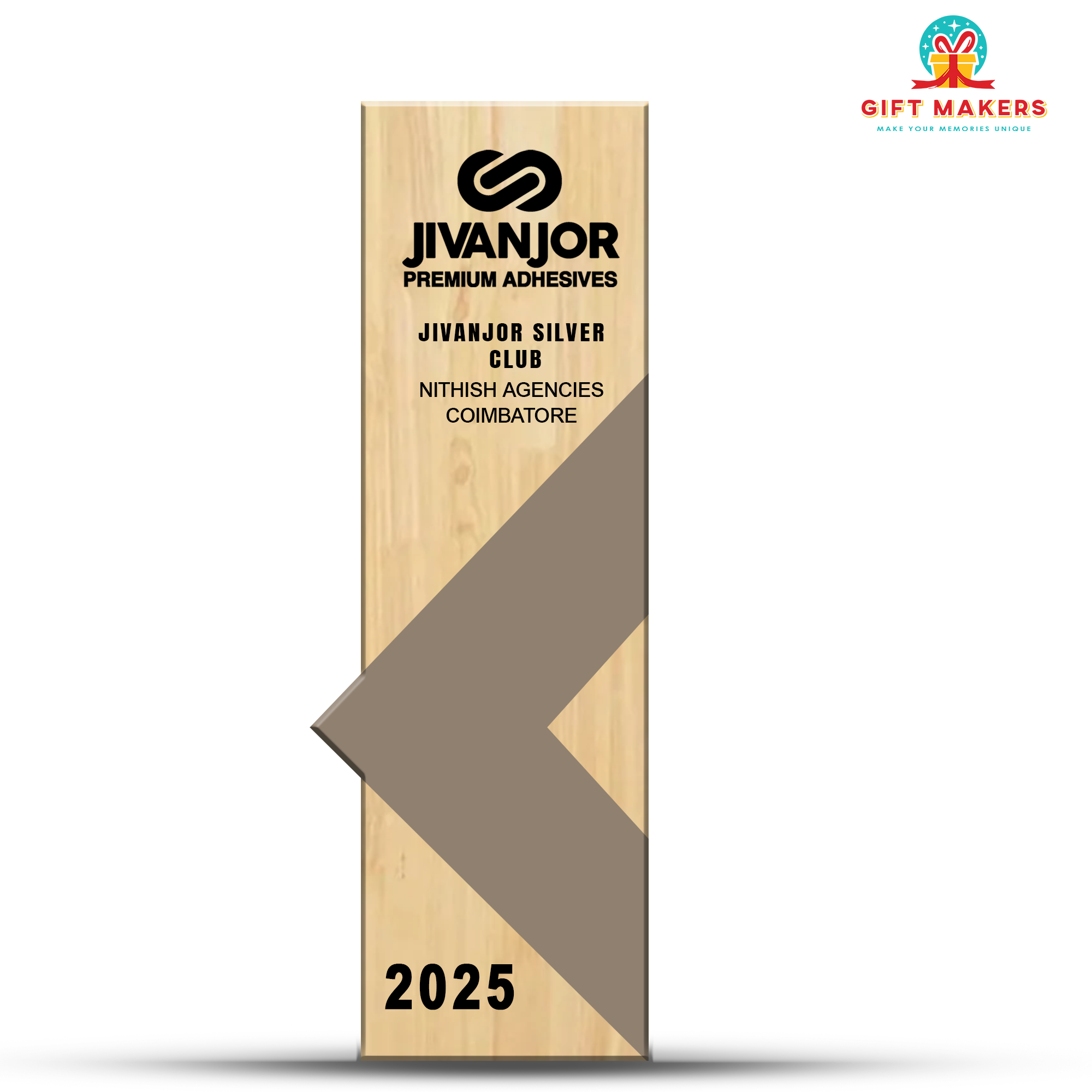 Corporate Trophy Award - Custom Recognition Plaque - Wood and Metal Trophy