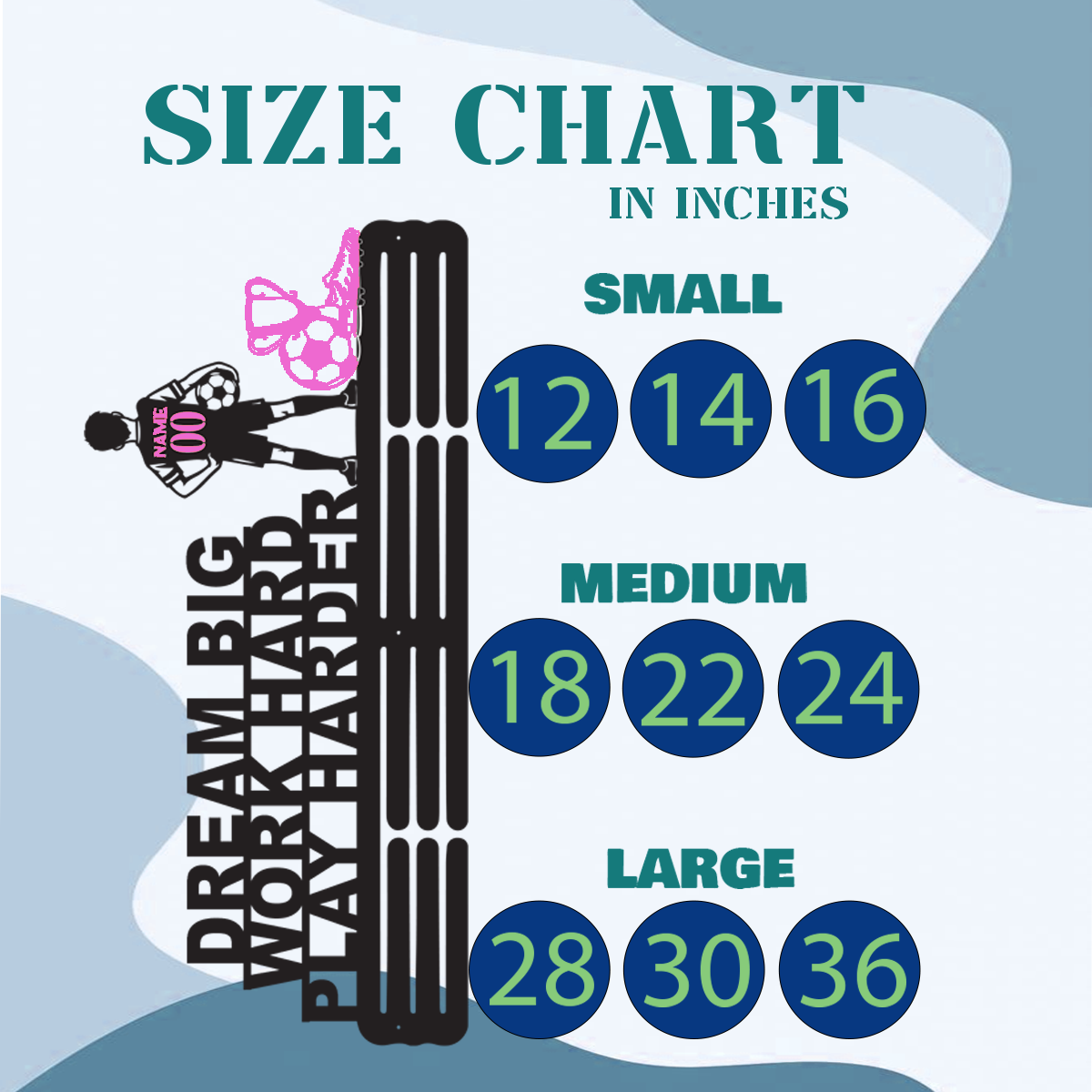 Custom Dream Big Work Hard Play Harder Medal Hanger, Perfect for Kids and Athletes, Medal Display Case,  Medal Frame Holds.