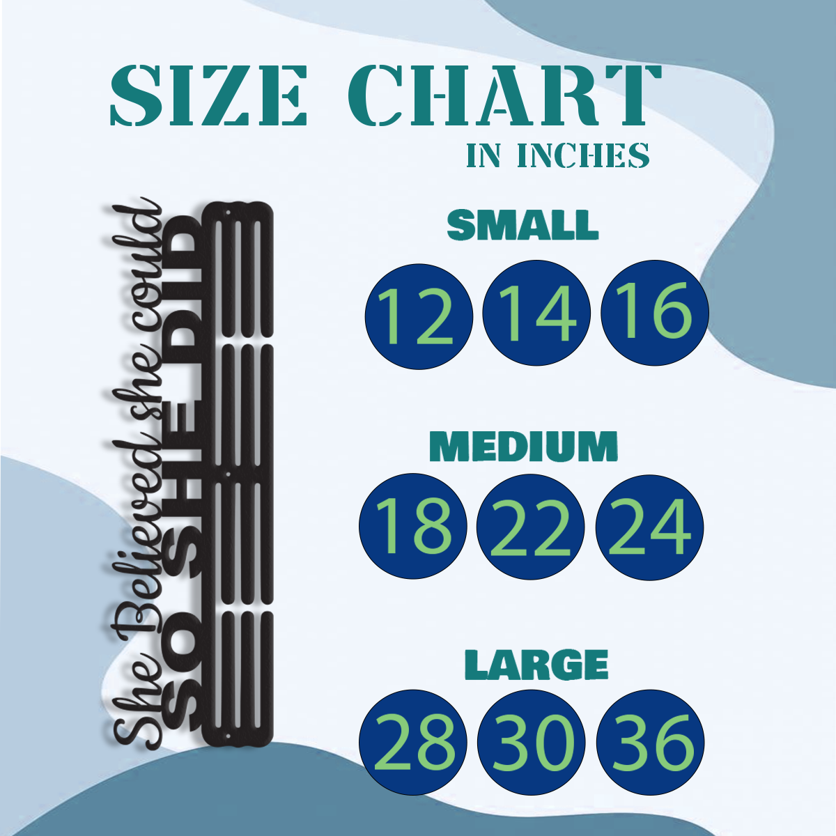 She Believed She Could So She Did Medal Hanger | Wall Mounted Medal Display Rack | Inspirational Medal Holder for Runners, Athletes & Sports Events.