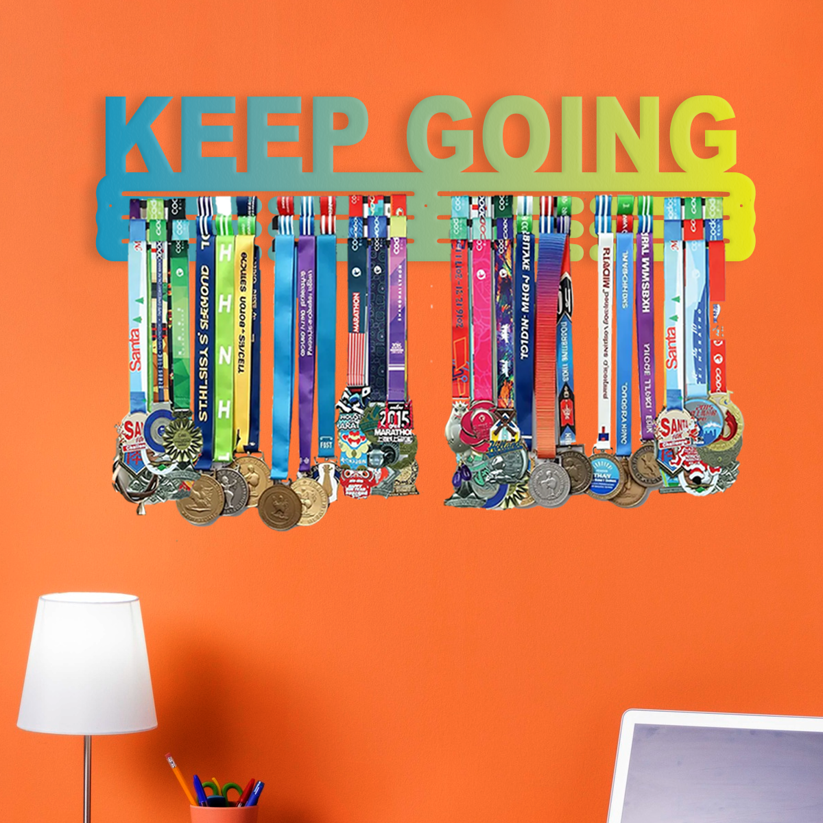 KEEP GOING Medal Hanger – Motivational Medal Display Holder for Sports, Running, Skating, Marathon & Achievements.