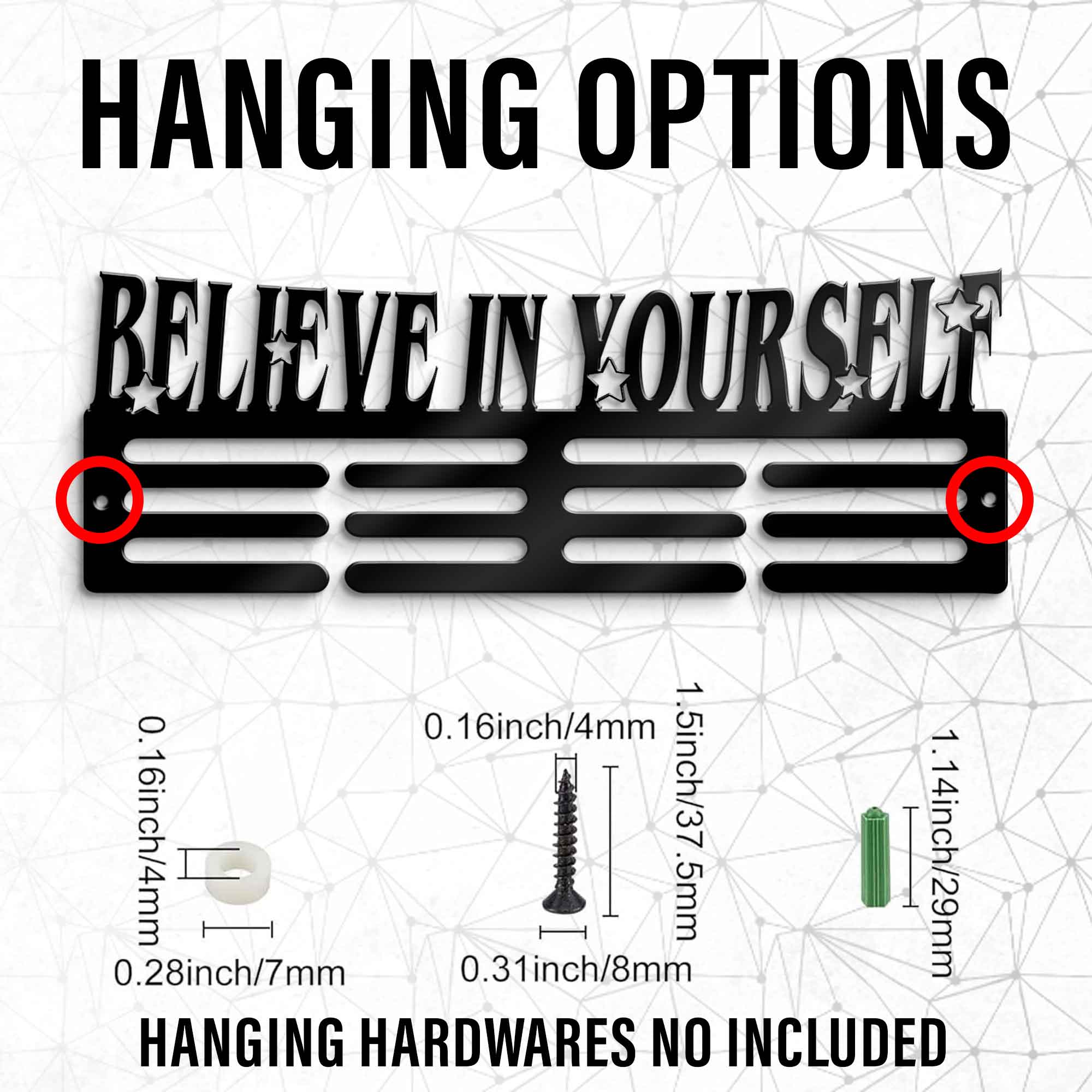 Believe in Yourself Medal Hanger Sign - Inspirational Quotes Hanger - Gifts for Husband - Self Motivation Ribbon Hanger