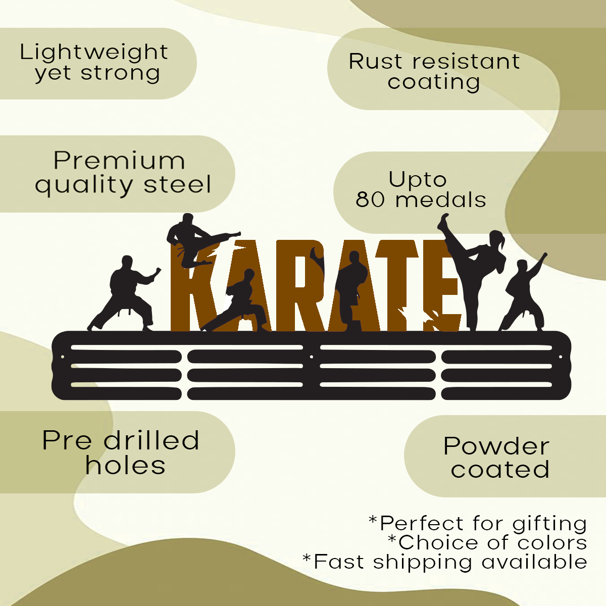 Customized Karate Medal Hanger - Color Medal Rack for Medals & Ribbons - Achievements Medal Holder - Perfect for Athletes - Karate Boy Medal Hanger.