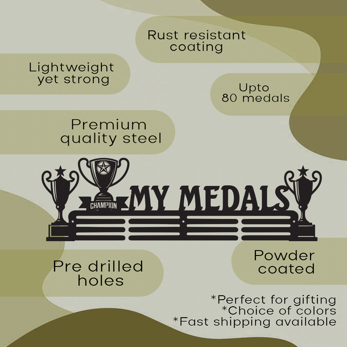 Champion Trophy Design "My Medals" Wall Mount Medal Hanger Display Rack.