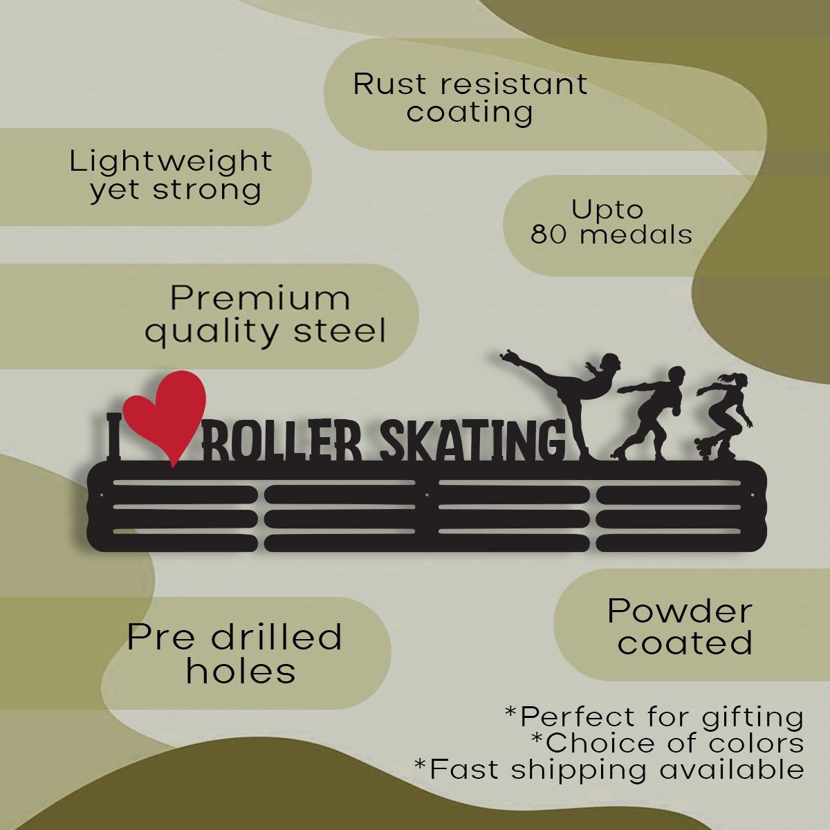 RUNWYND Skating Medal Hanger - Medal Holder For Speed Skating - Skating Medal Hanger Rack & Ribbon Display -  Iron Medals Display Hanger.